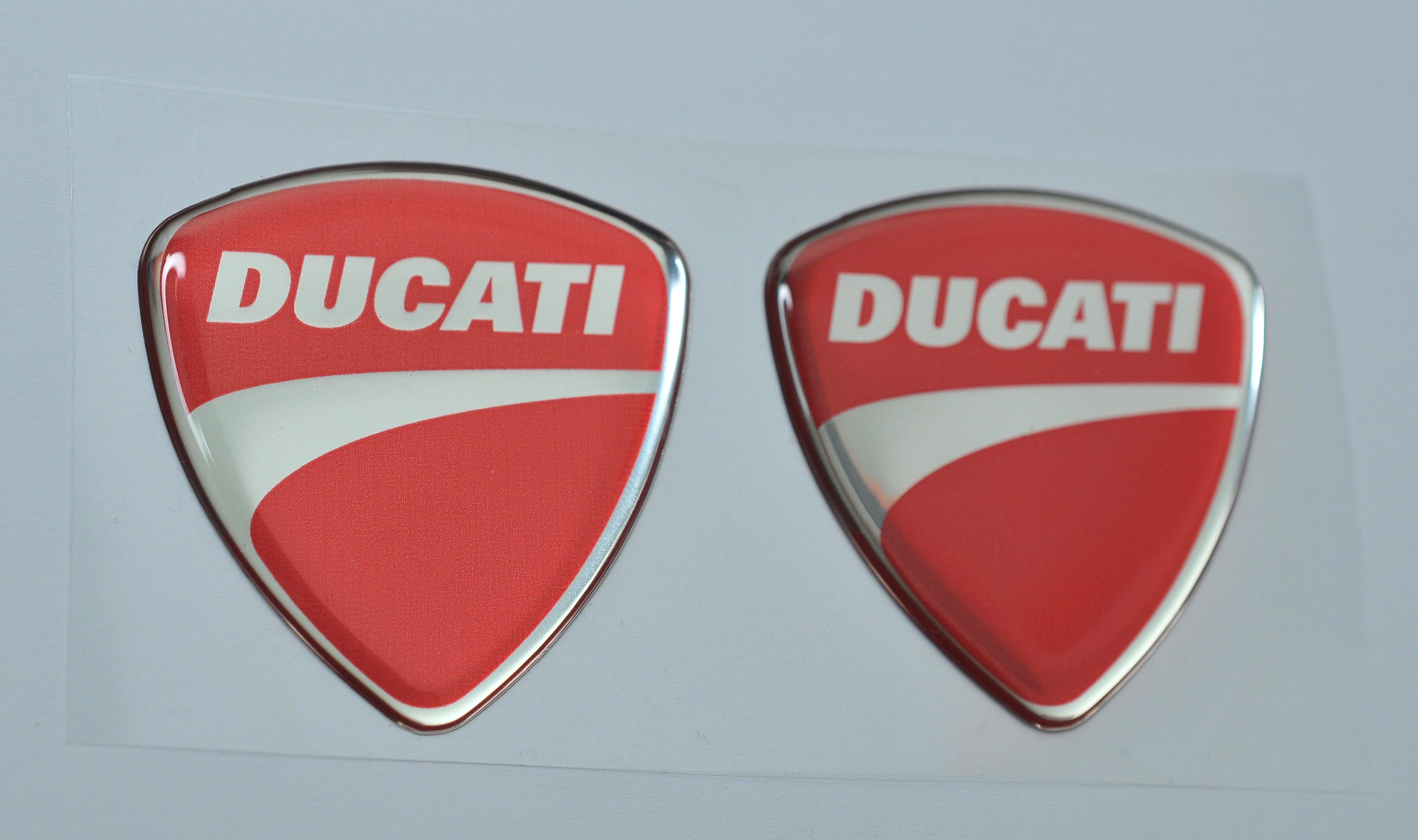 2 pcs x Ducati Domed 3D stickers (50x47 mm, color options available)