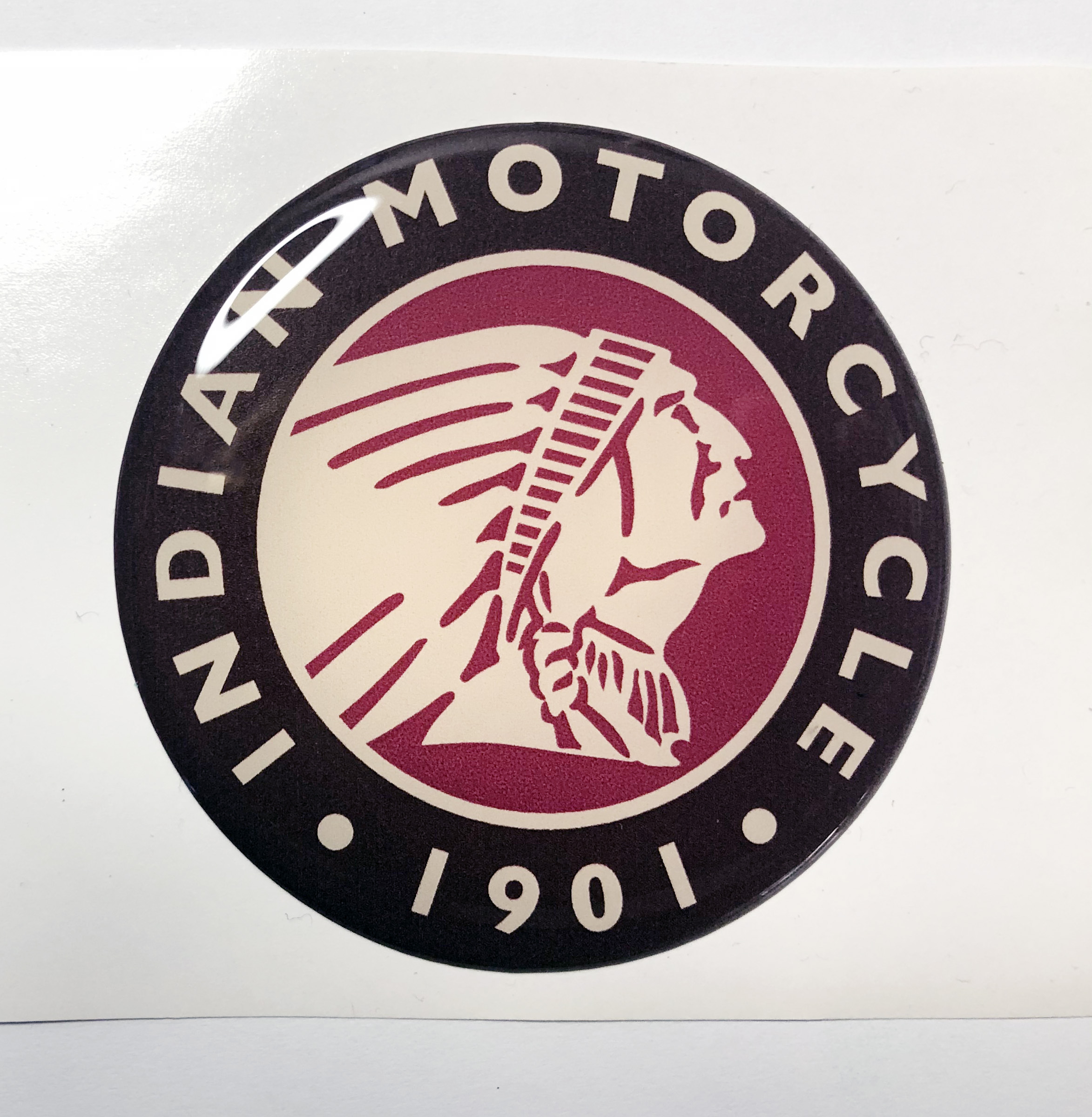 2 pcs x INDIAN retro stickers (diameter 60mm) Domed 3D Decal logo Motorcycle Accessory