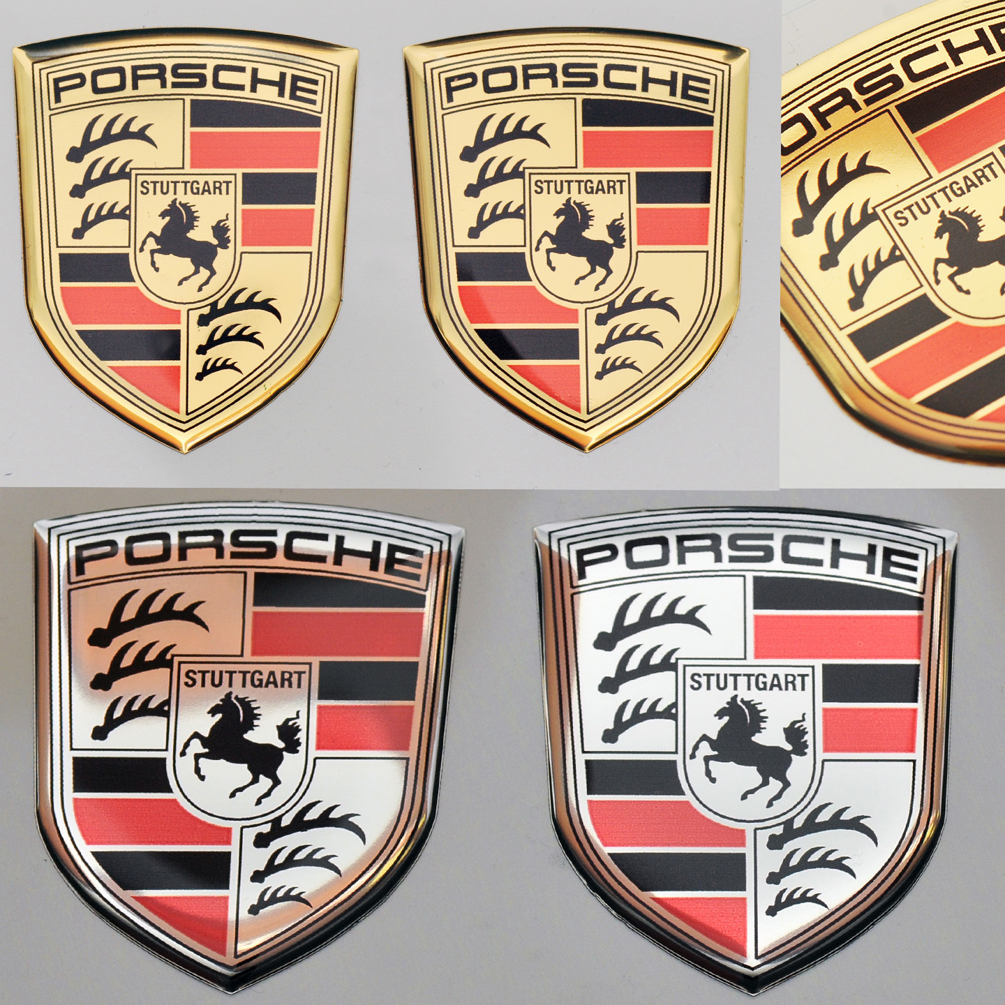 2 pcs x PORSCHE Domed 3D stickers (size and color options available)