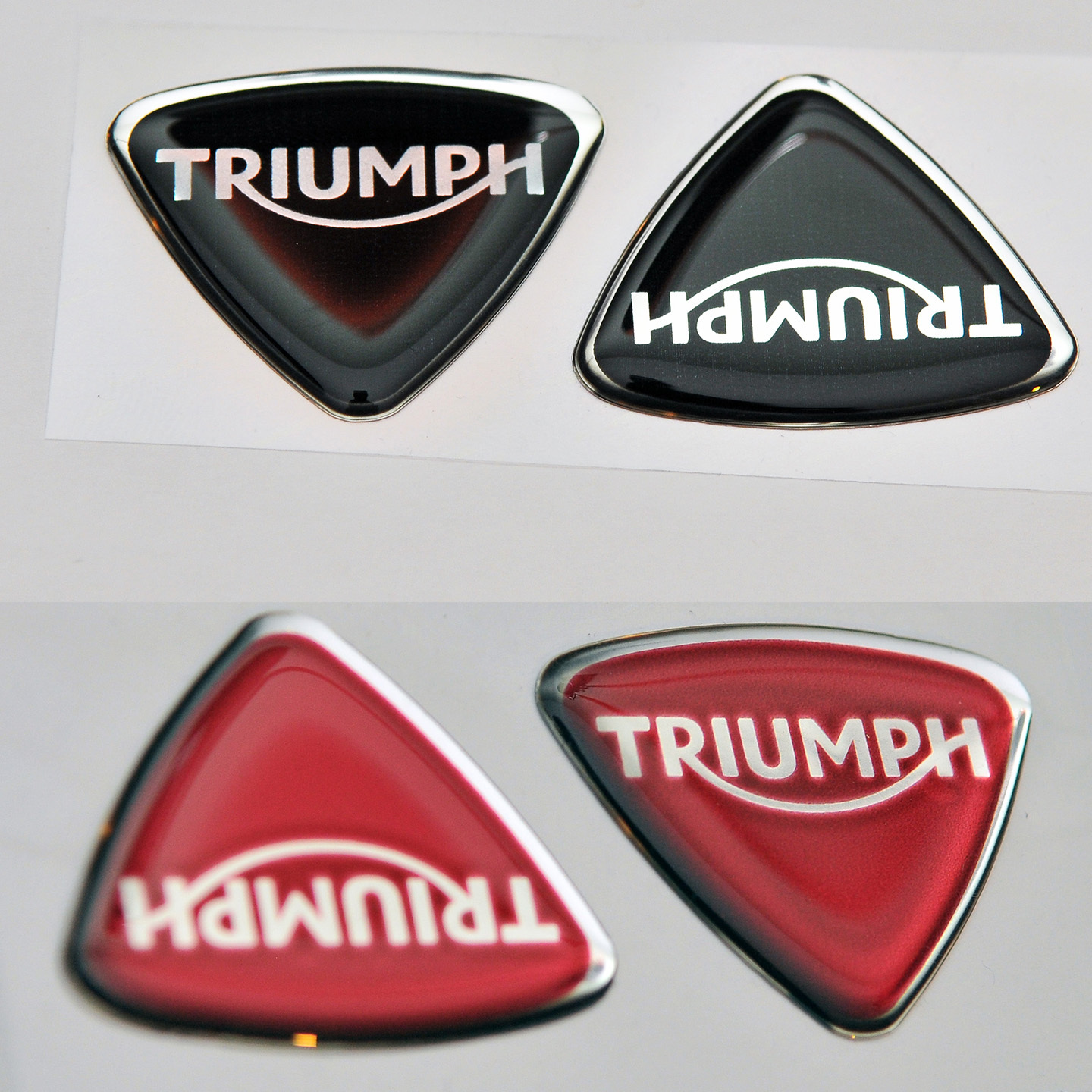 2 pcs x TRIUMPH stickers (32x40mm) Decal 3D Domed Accessory for motorcycle