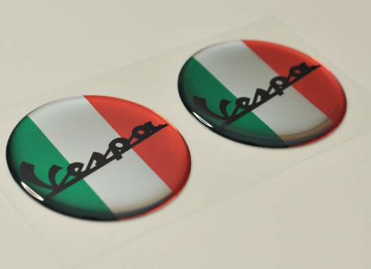 2 pcs x Vespa Domed 3D stickers (30 mm or 50 mm)