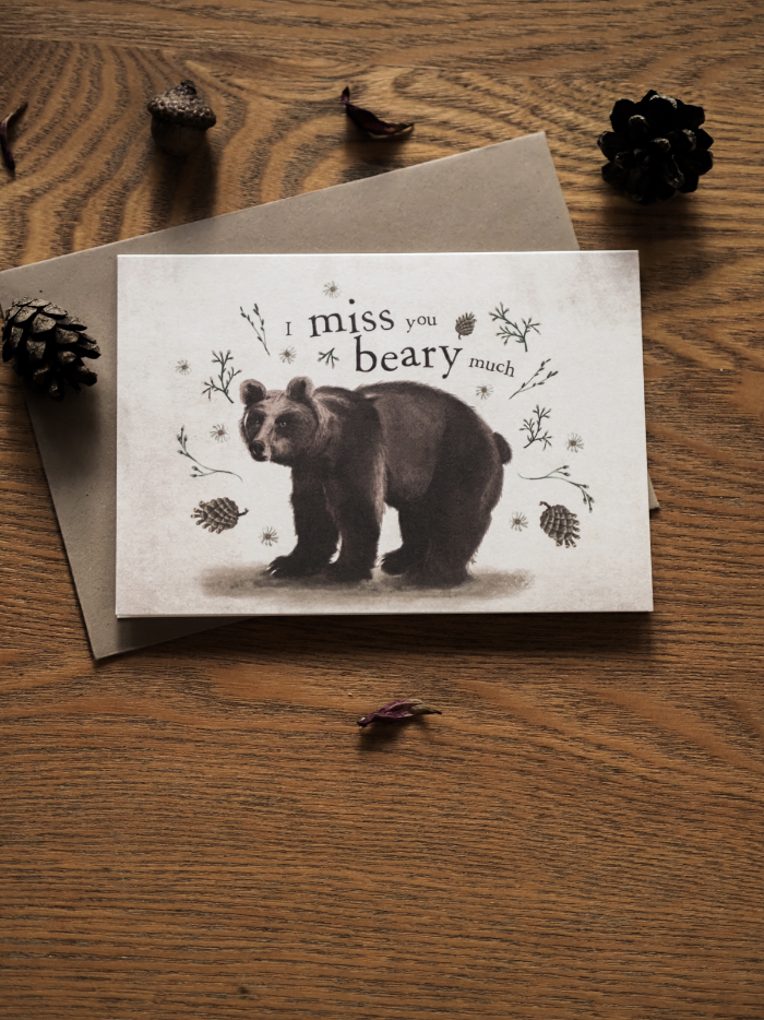 Postkaart I miss you beary much
