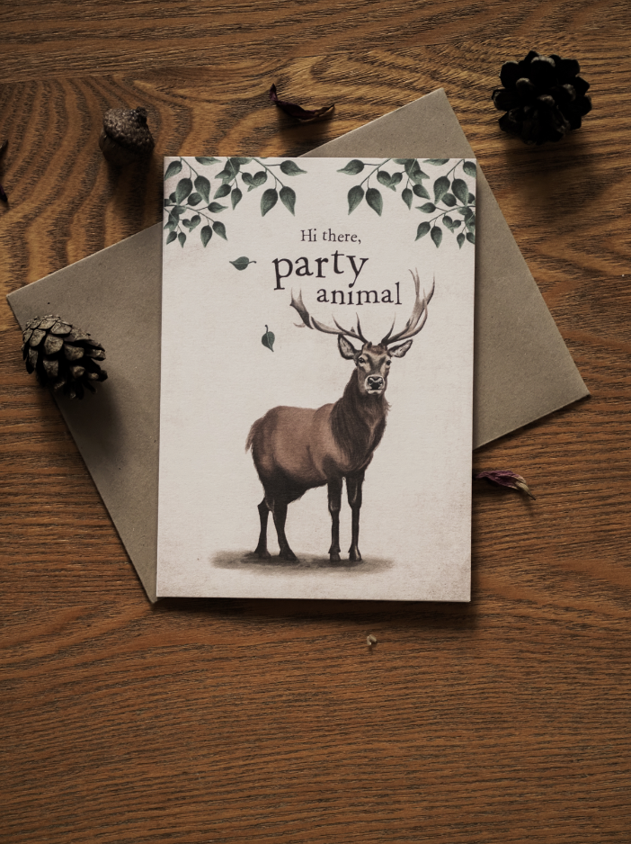 Postkaart Hi there, party animal