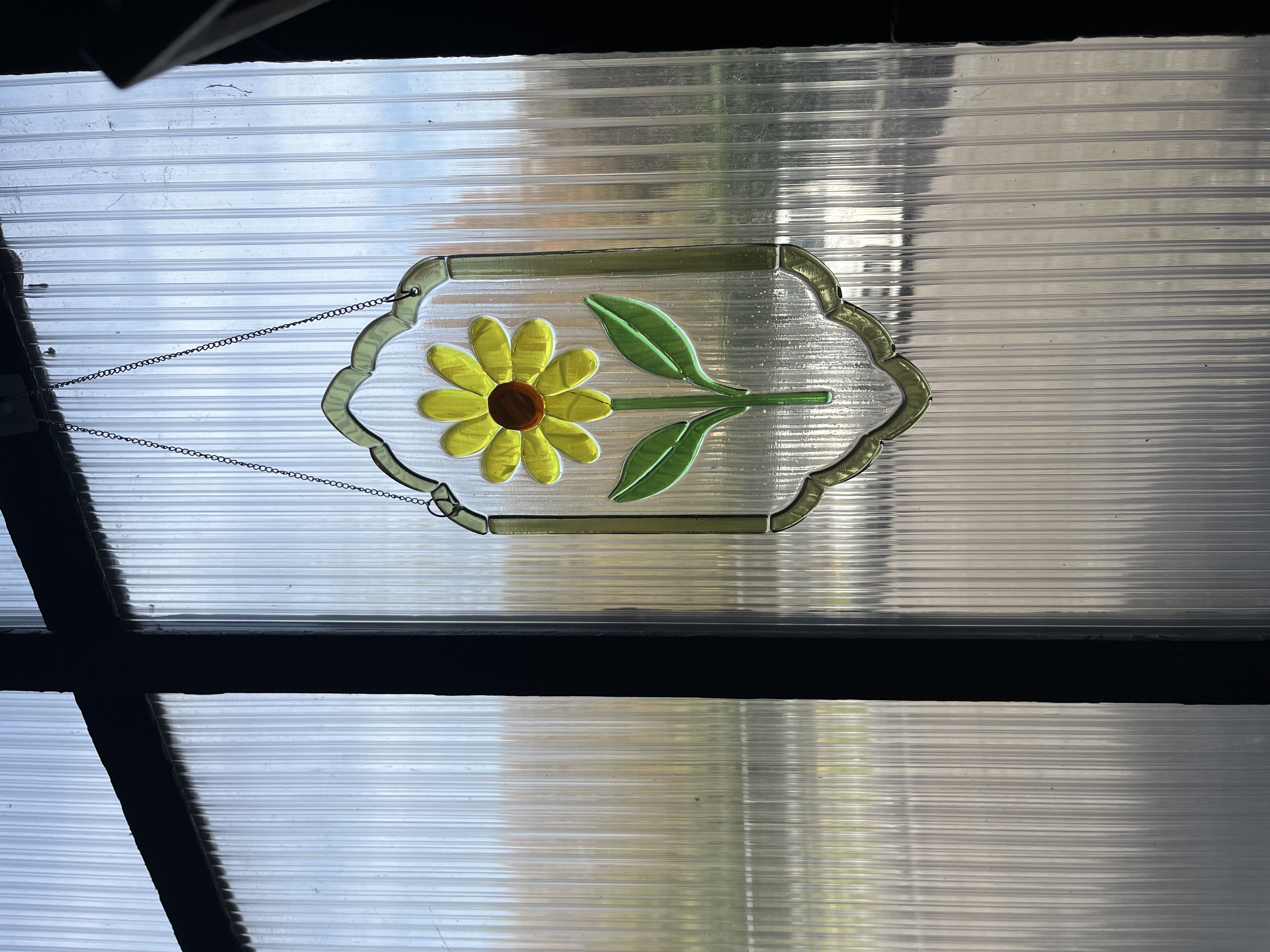 Vitrail fleur jaune - Suspension