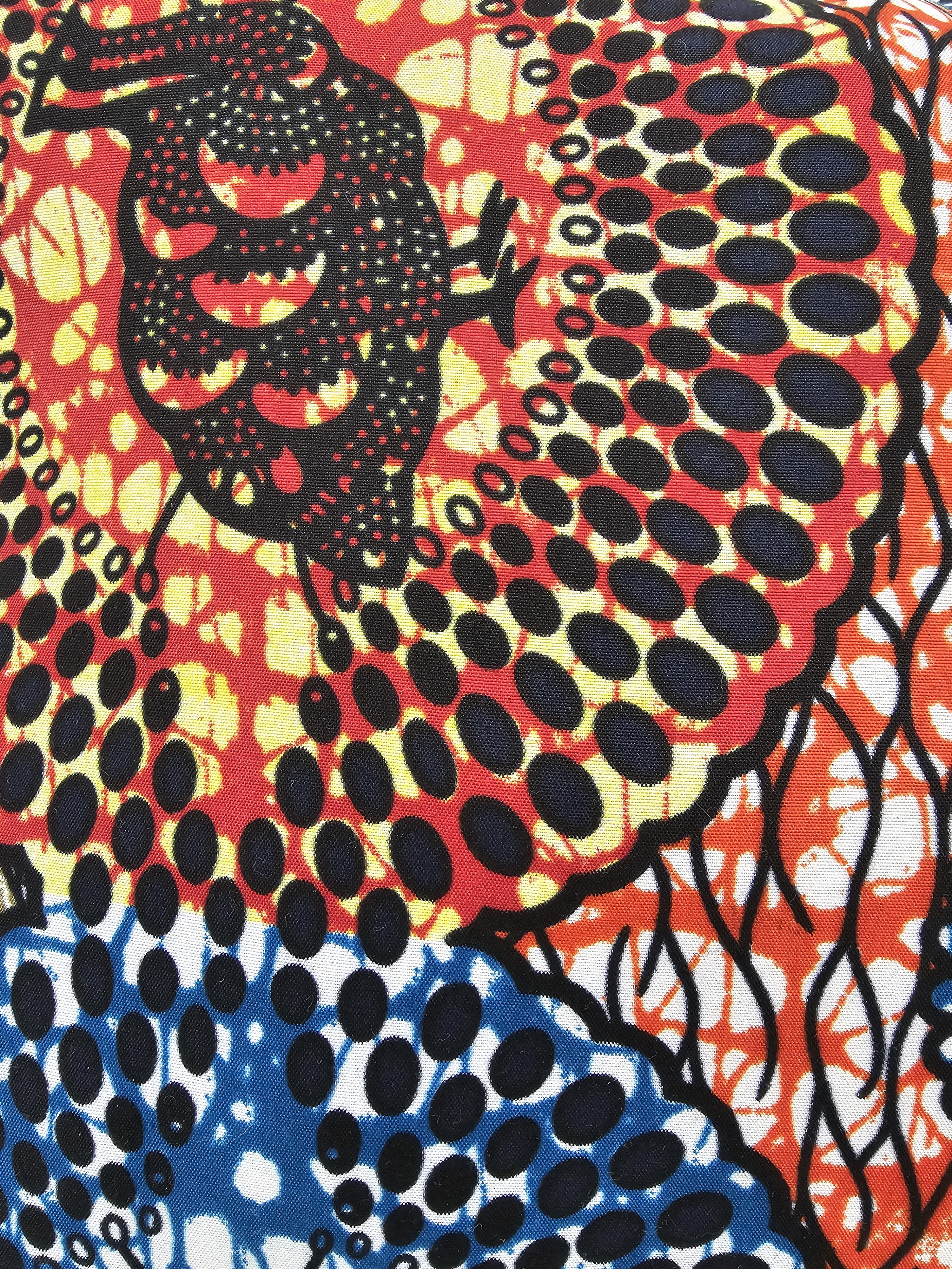 Coussin africain bleu rouge