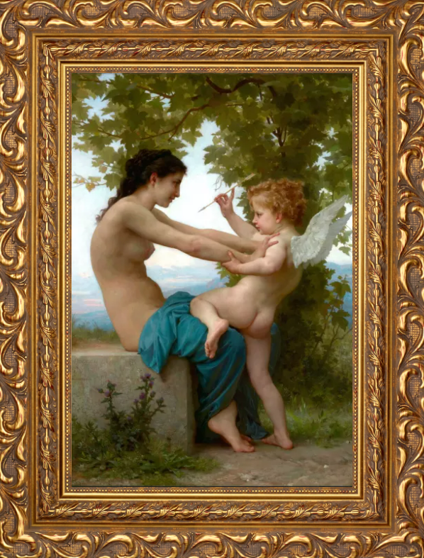 A Young Girl Defending Herself Against Eros by William-Adolphe Bouguereau Reproduction