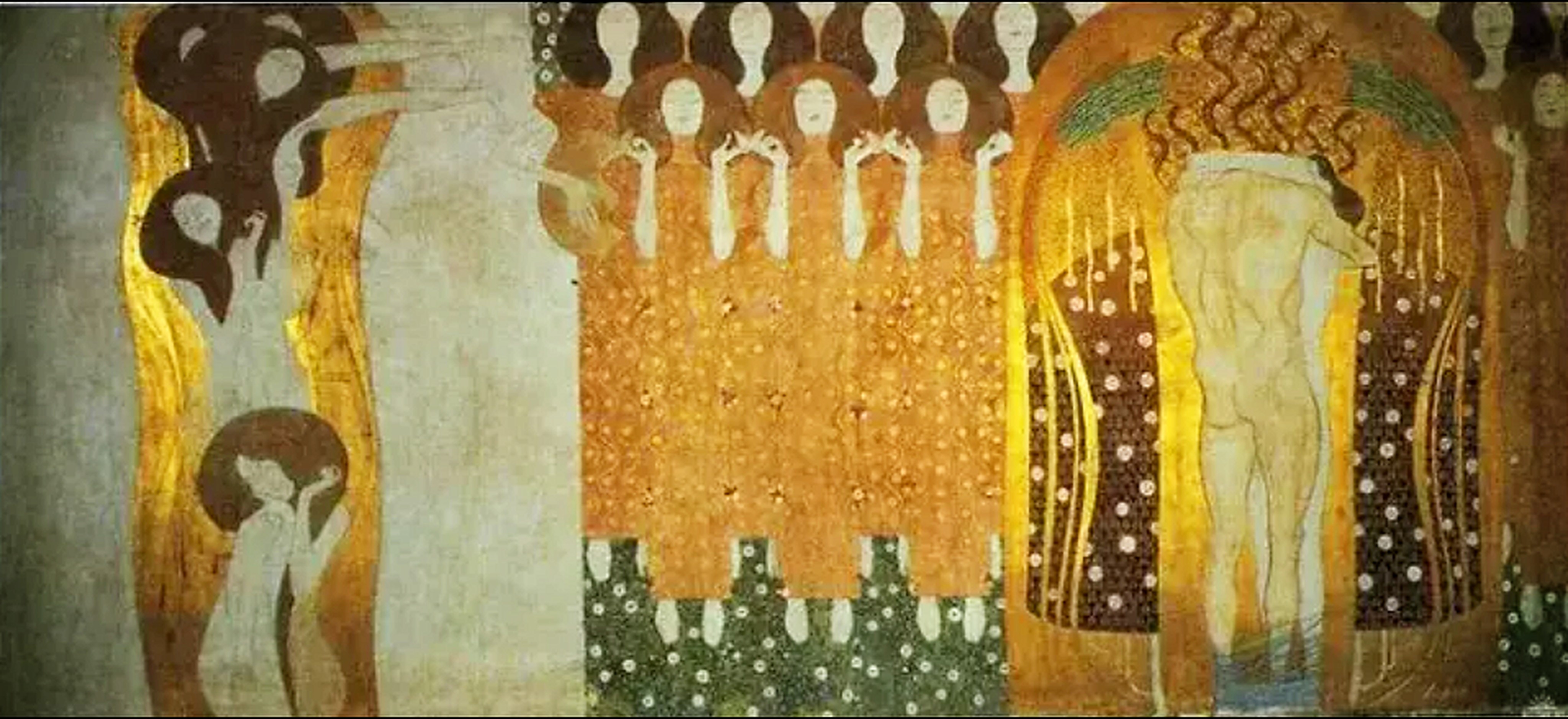 The Beethoven Frieze The Longing for Happiness Finds Repose in Poetry Right wall by Gustav Klimt reproduction