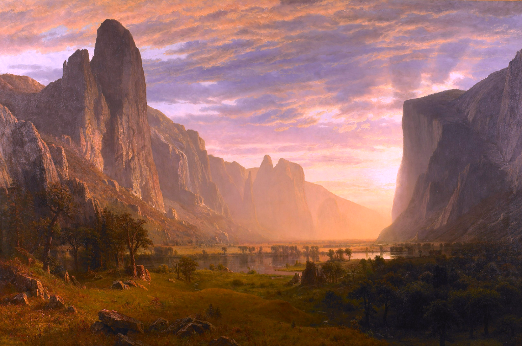 Looking Down Yosemite Valley California by Albert Bierstadt Reproduction