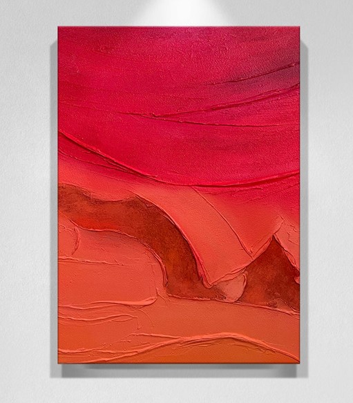 Abstract Original Faith II Painting Creative Rouge Contemporary Art by John Lu 38 x 52 inches