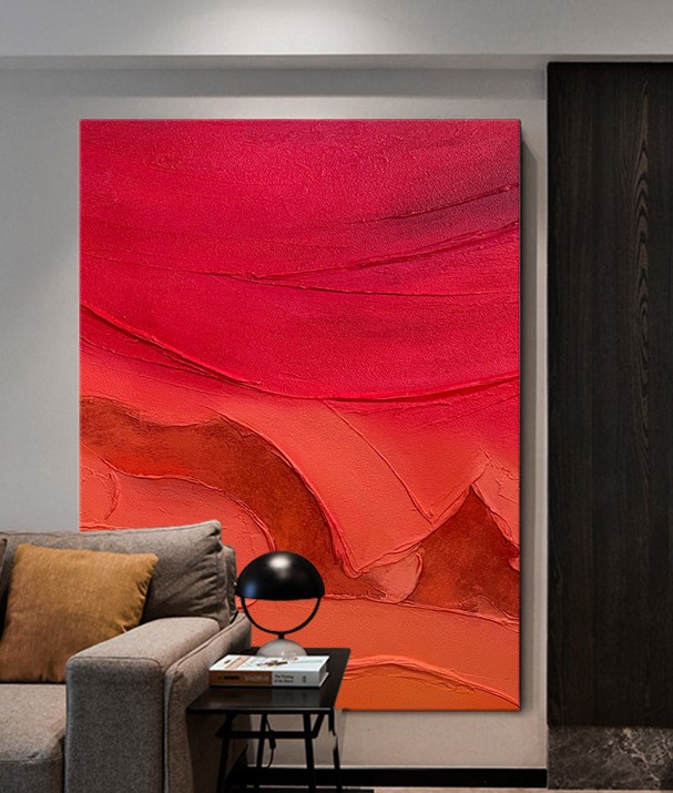 Abstract Original Faith II Painting Creative Rouge Contemporary Art by John Lu 38 x 52 inches