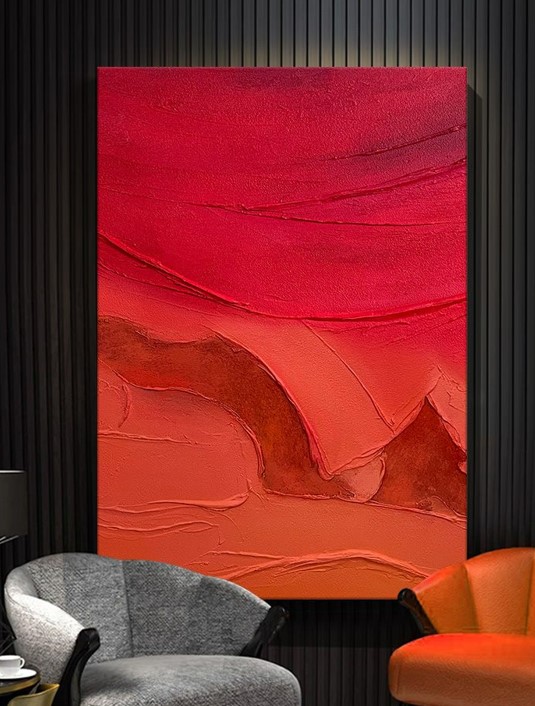 Abstract Original Faith II Painting Creative Rouge Contemporary Art by John Lu 38 x 52 inches
