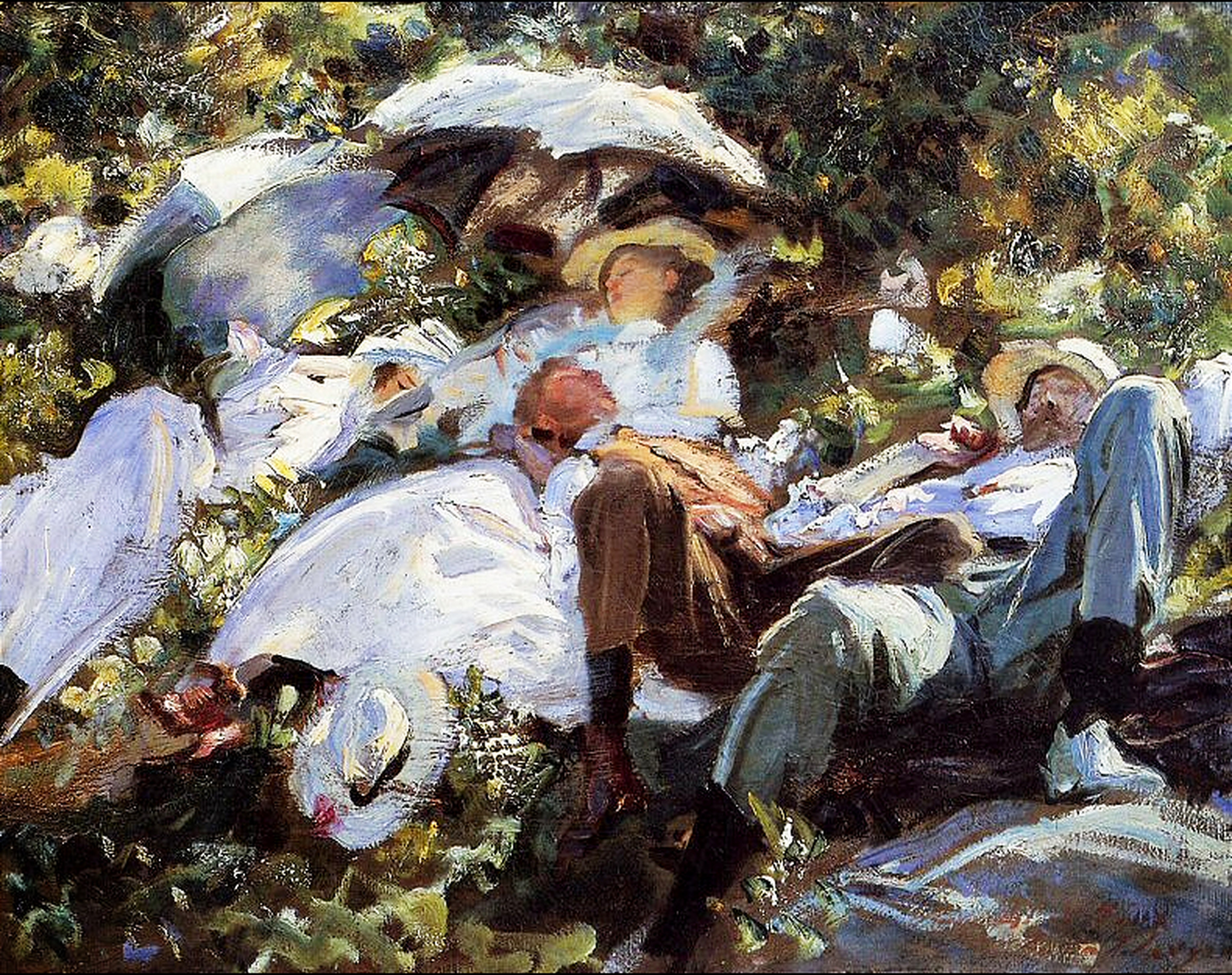 Group with Parasols (Siesta) by John Singer Sargent Reproduction