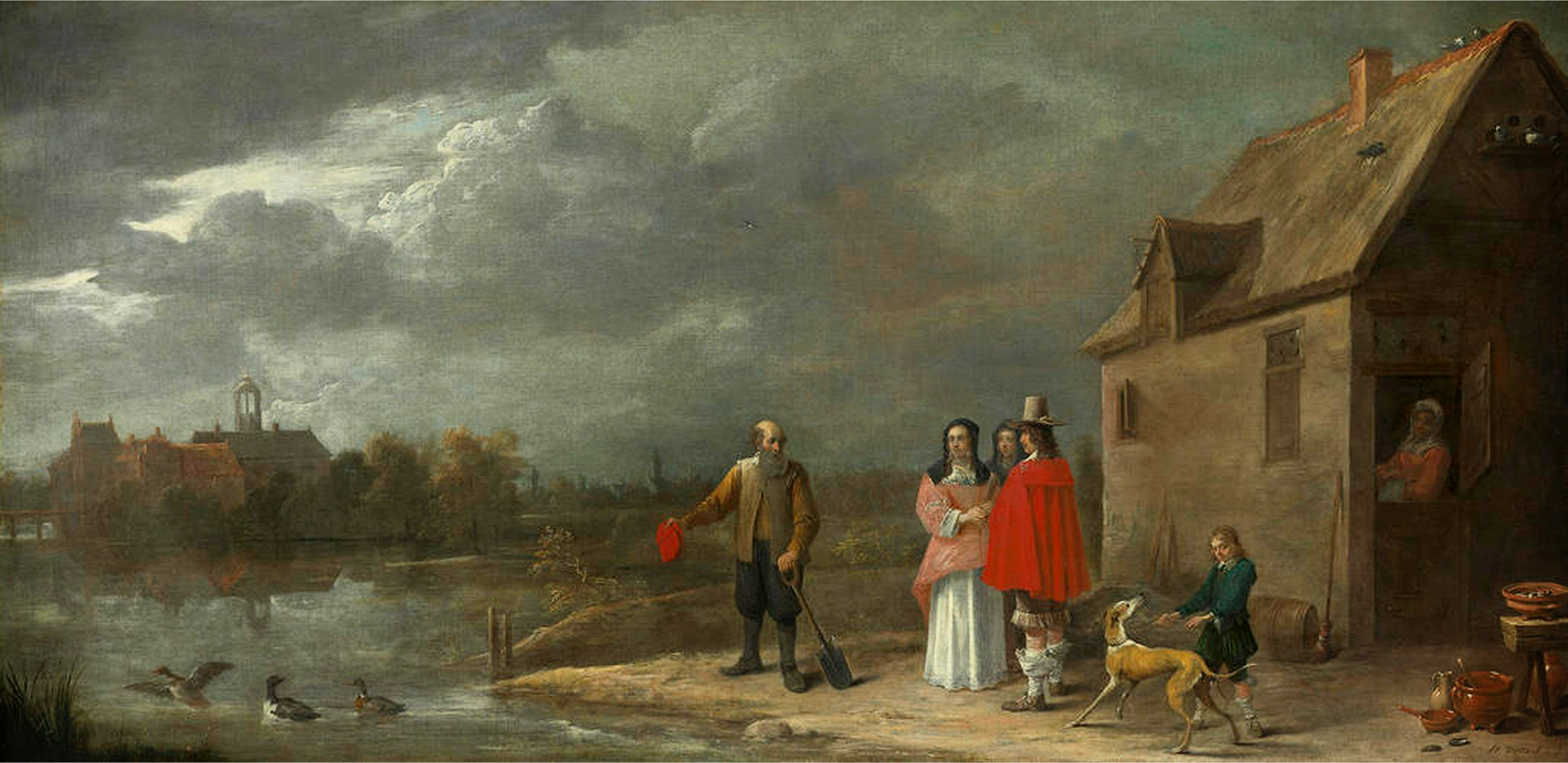  A Family Standing in a Landscape with a Moated House in the Background by David Teniers The Younger Reproduction