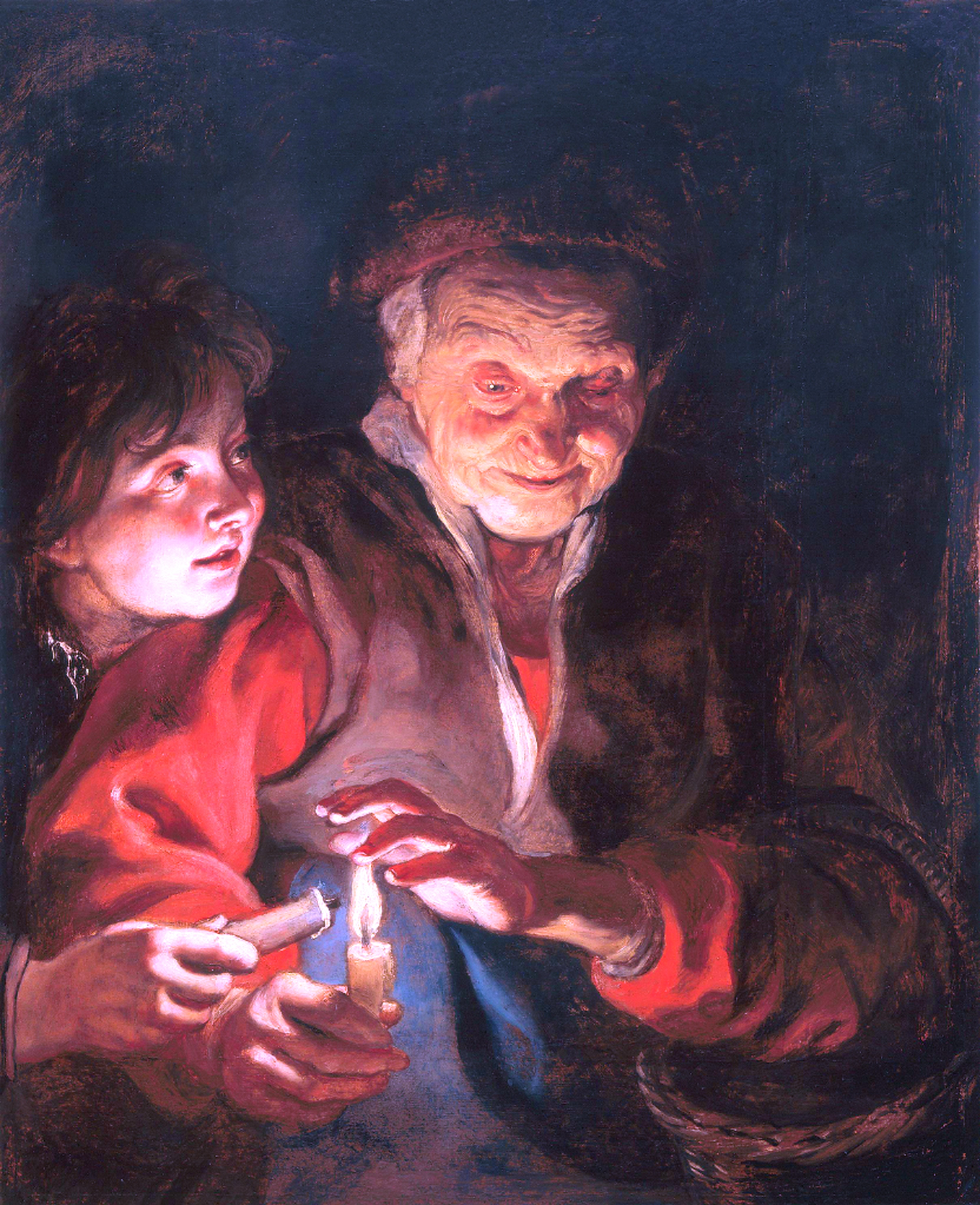 Two Women with a Candle by Peter Paul Rubens Reproduction
