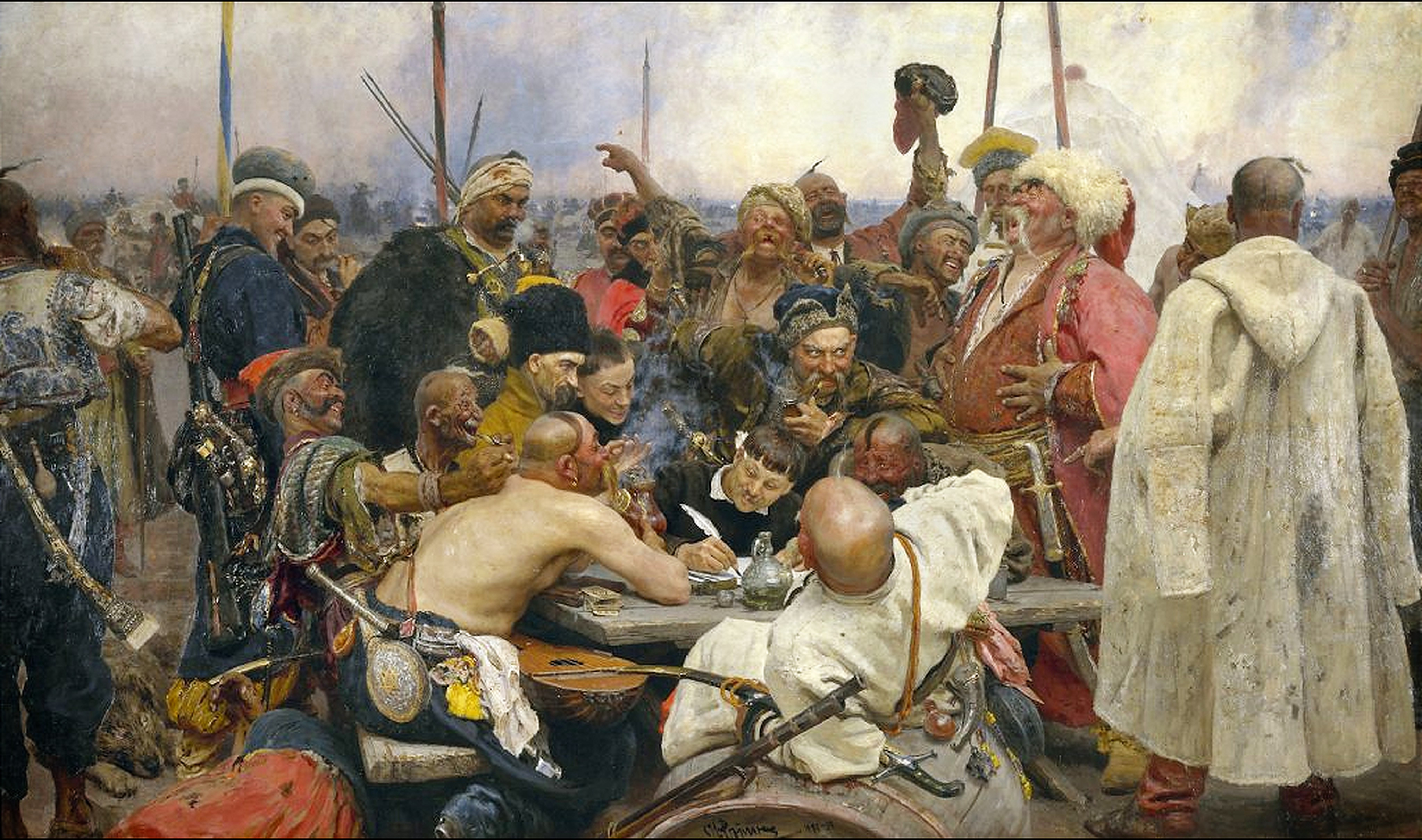 Reply of the Zaporozhian Cossacks to Sultan Mehmed IV of the Ottoman Empire by Ilya Repin reproduction
