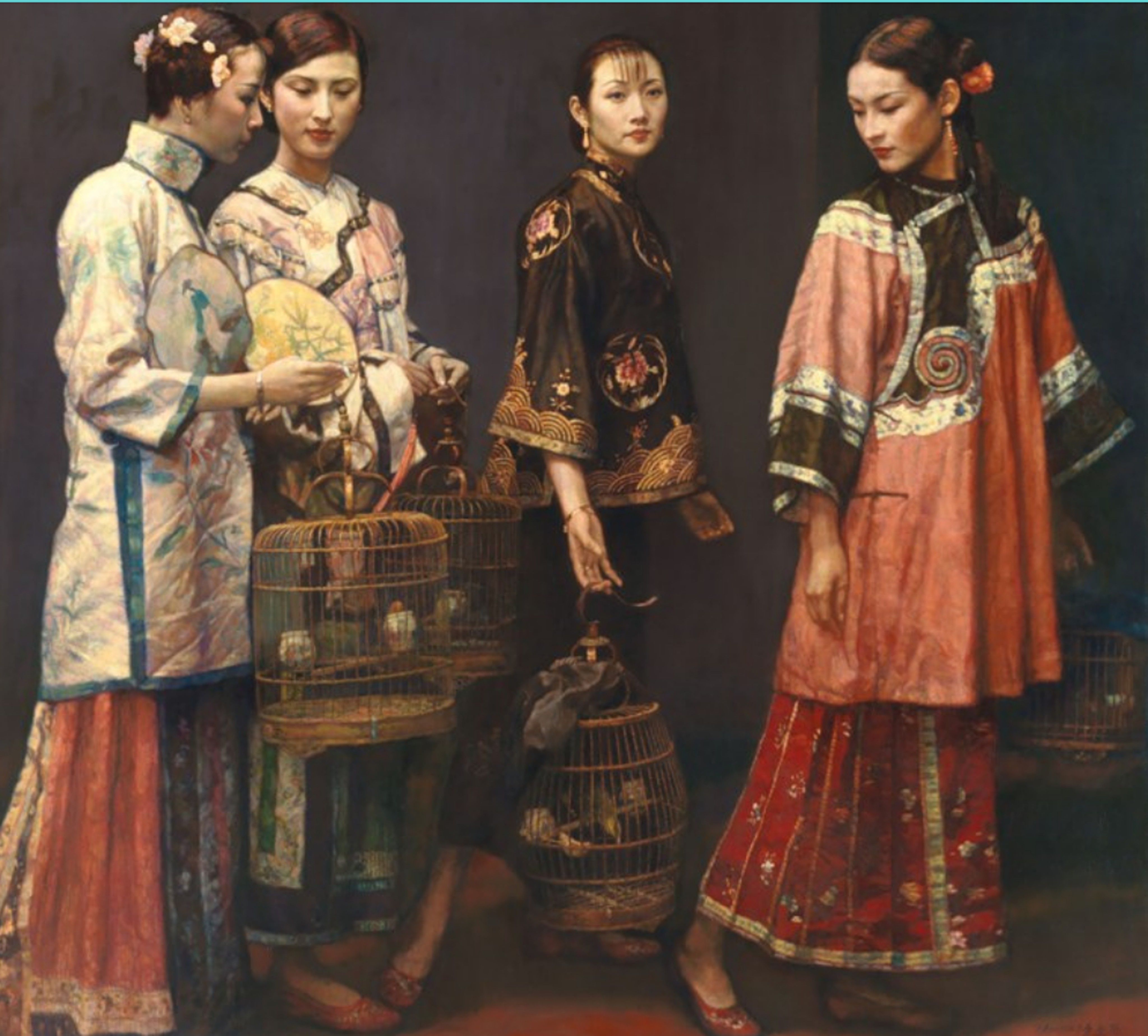 Beauties on Promenade 1997 by Chen Yifei Reproduction