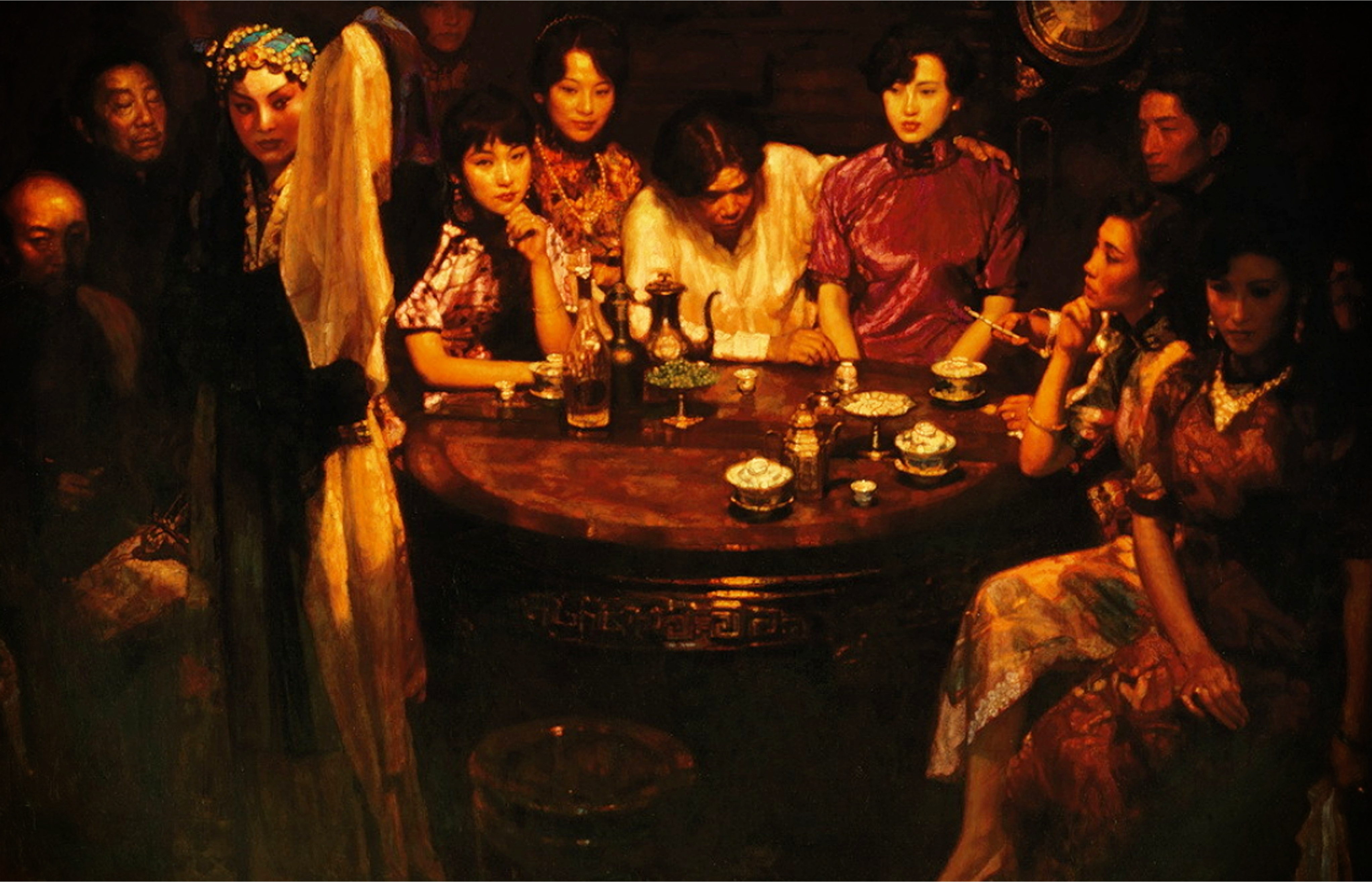 Warm Spring in the Jade Pavillion 1993 by Chen Yifei Reproduction