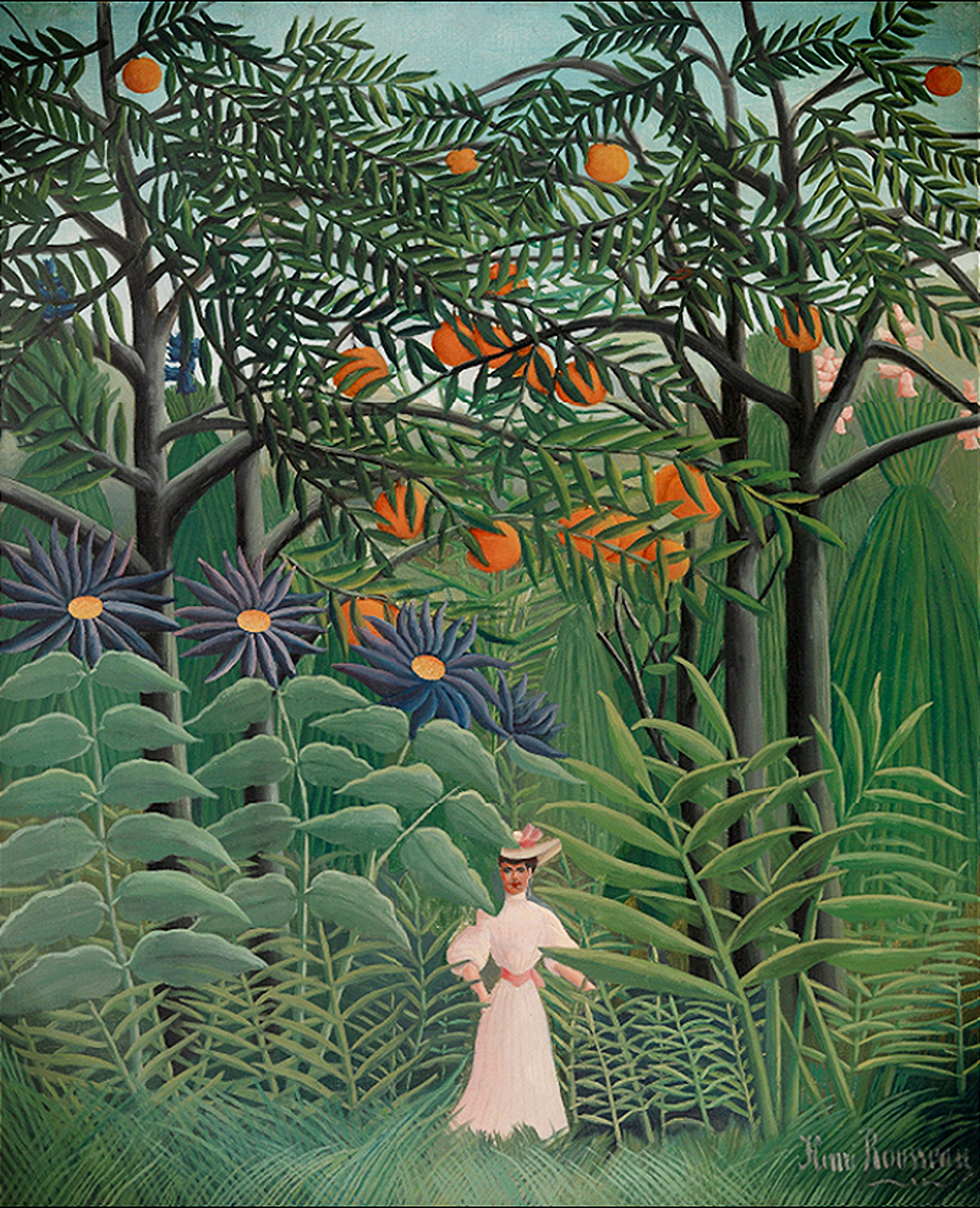 Woman Walking in an Exotic Forest (Femme se promenant dans une forêt exotique) by Henri Rousseau Reproduction
