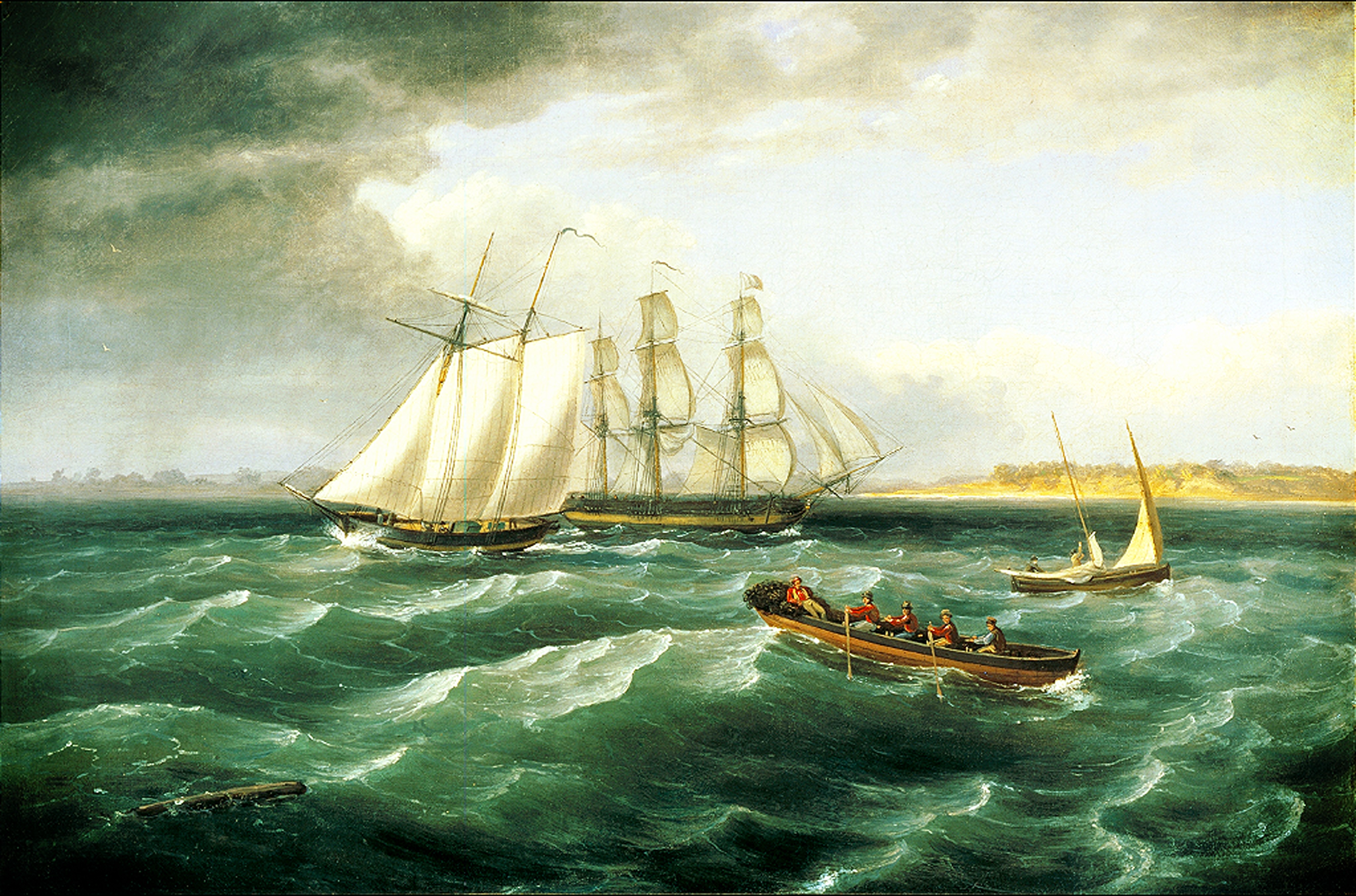 Mouth of the Delaware 1828 by Thomas Birch Reproduction