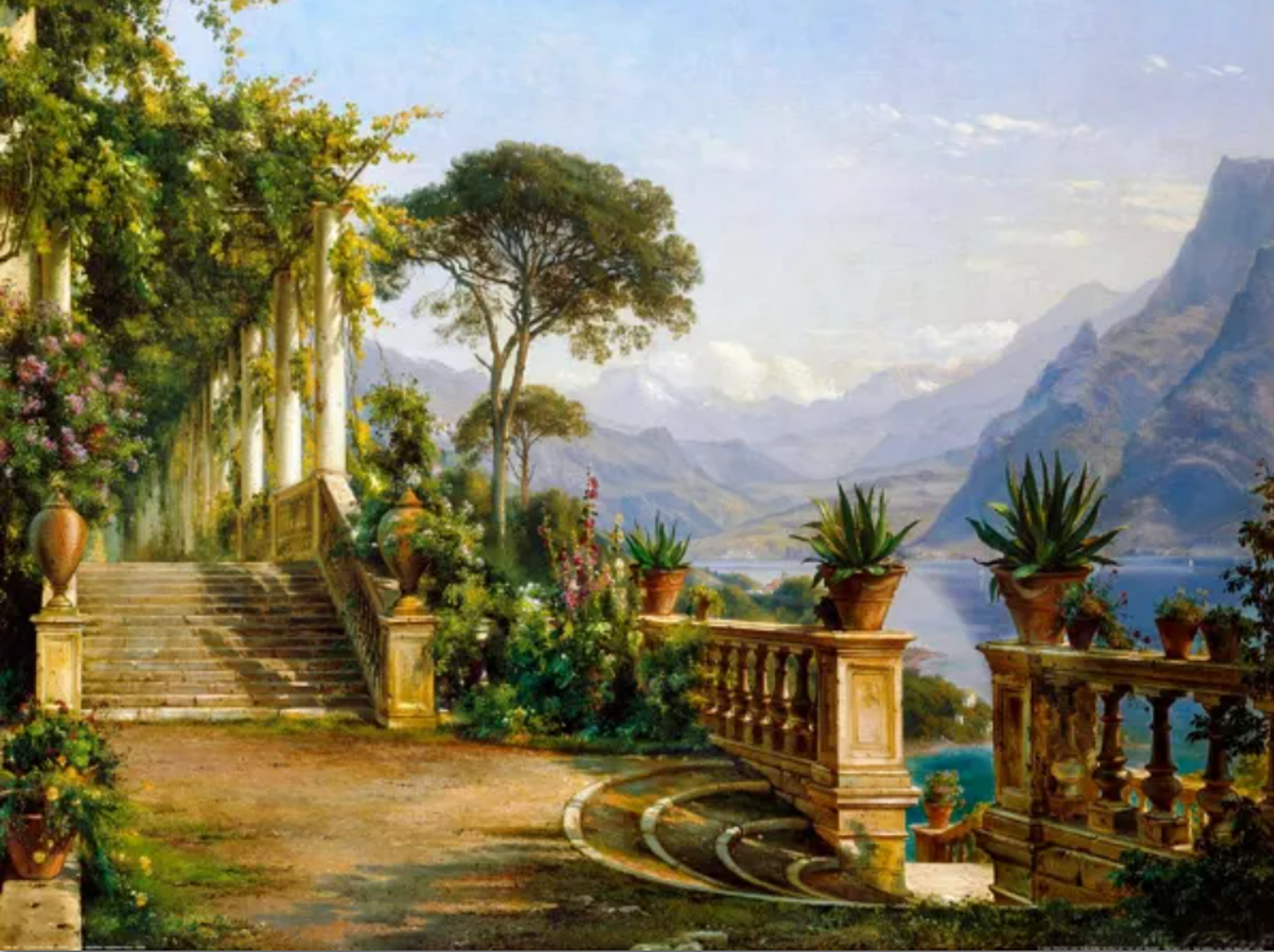 Lodge on Lake Como 1875 by Carl Frederic Aagaard reproduction