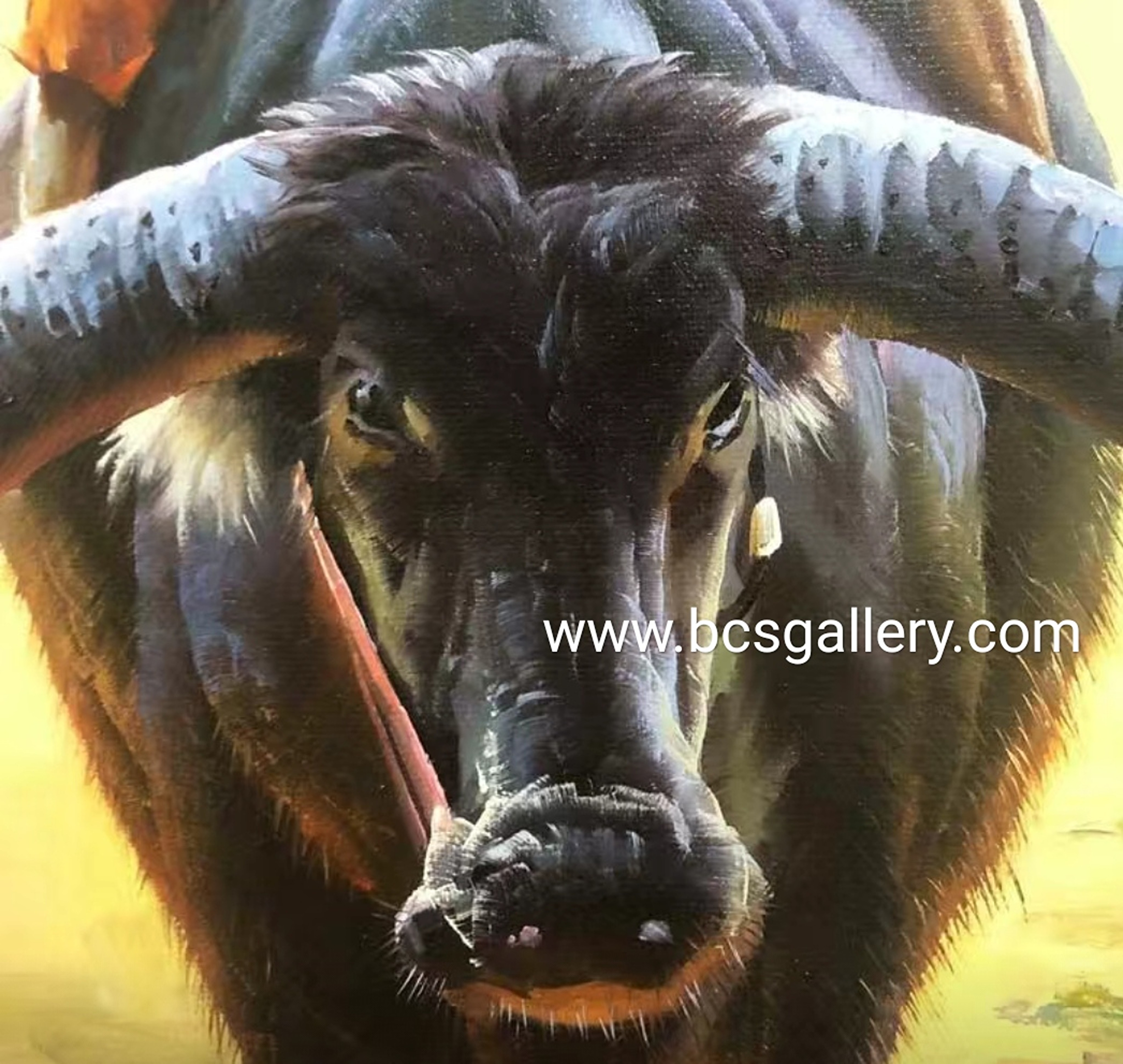 Original Young Monk Riding a Buffalo Oil Painting Buffalo Oil Painting on canvas 100% Hand Painted Rural Landscape by David Jin
