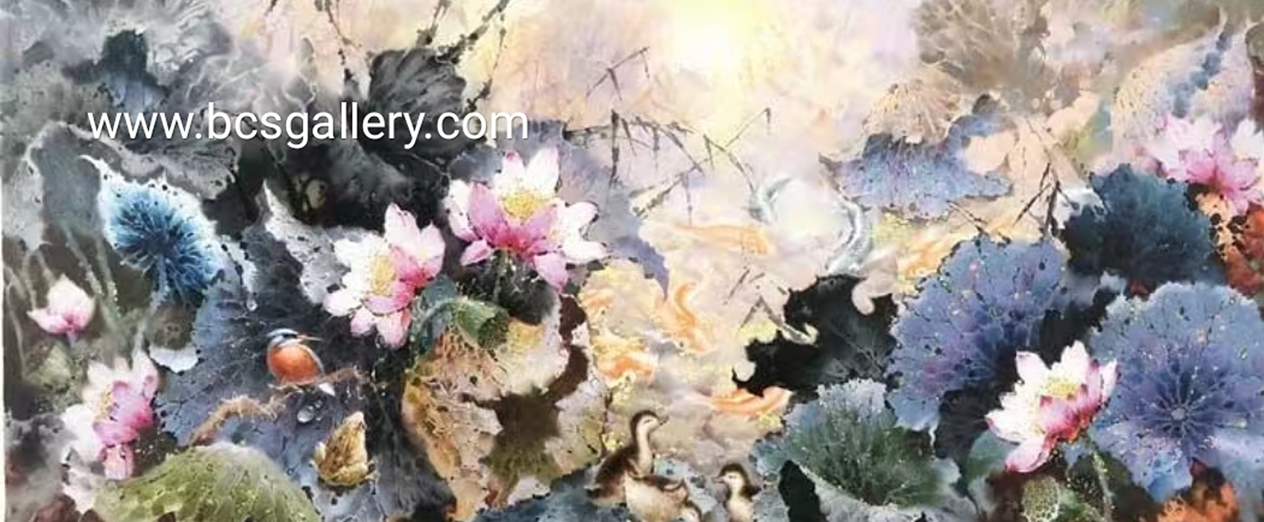 Original Chinese Water Lilies Painting Water Lily Pond Oil Painting on canvas 100% Hand Painted by Mark Hong