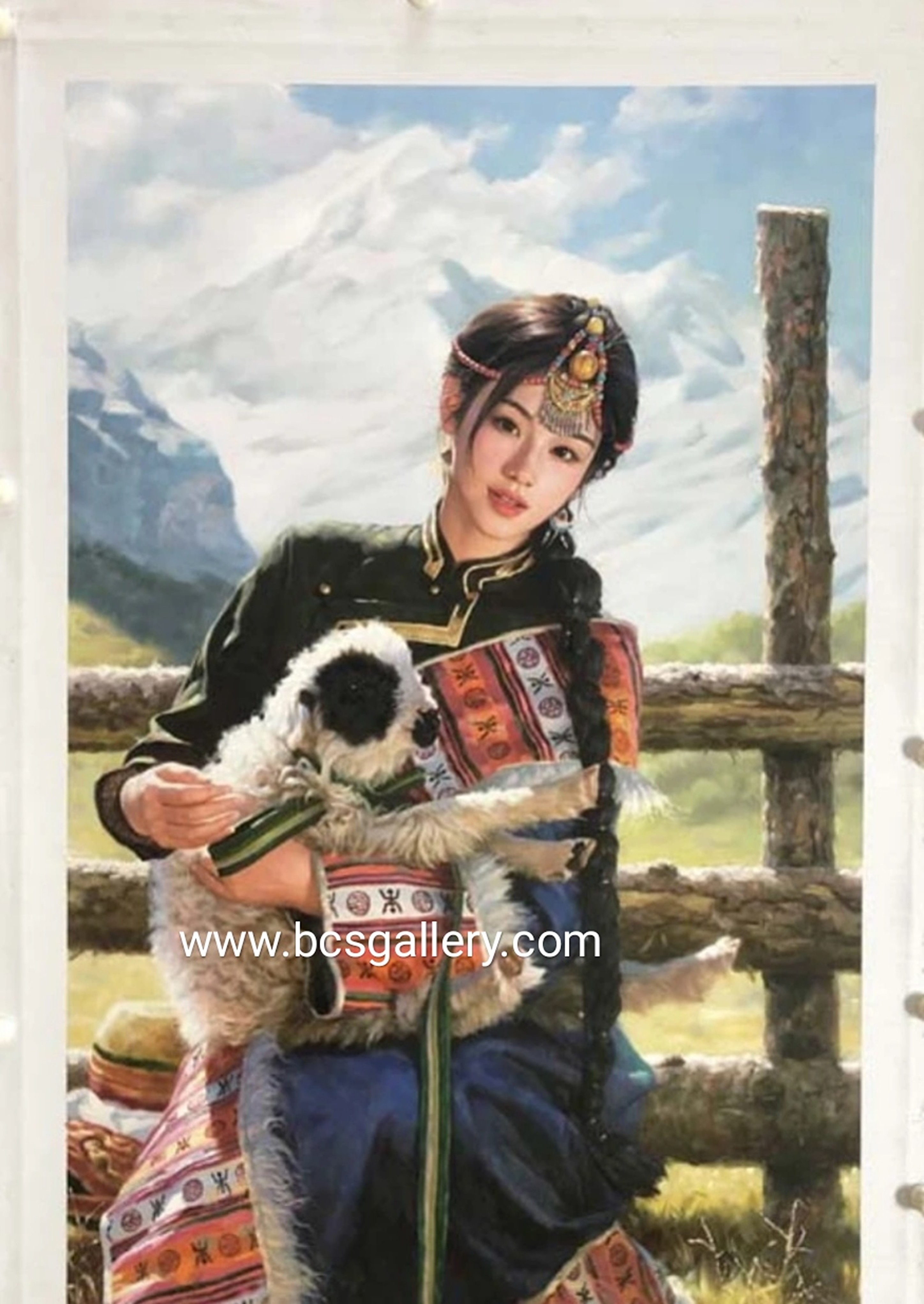 Original Oriental Beauty Painting Lady with a Dog Oil Painting on canvas 100% Hand Painted by Edward Zhang