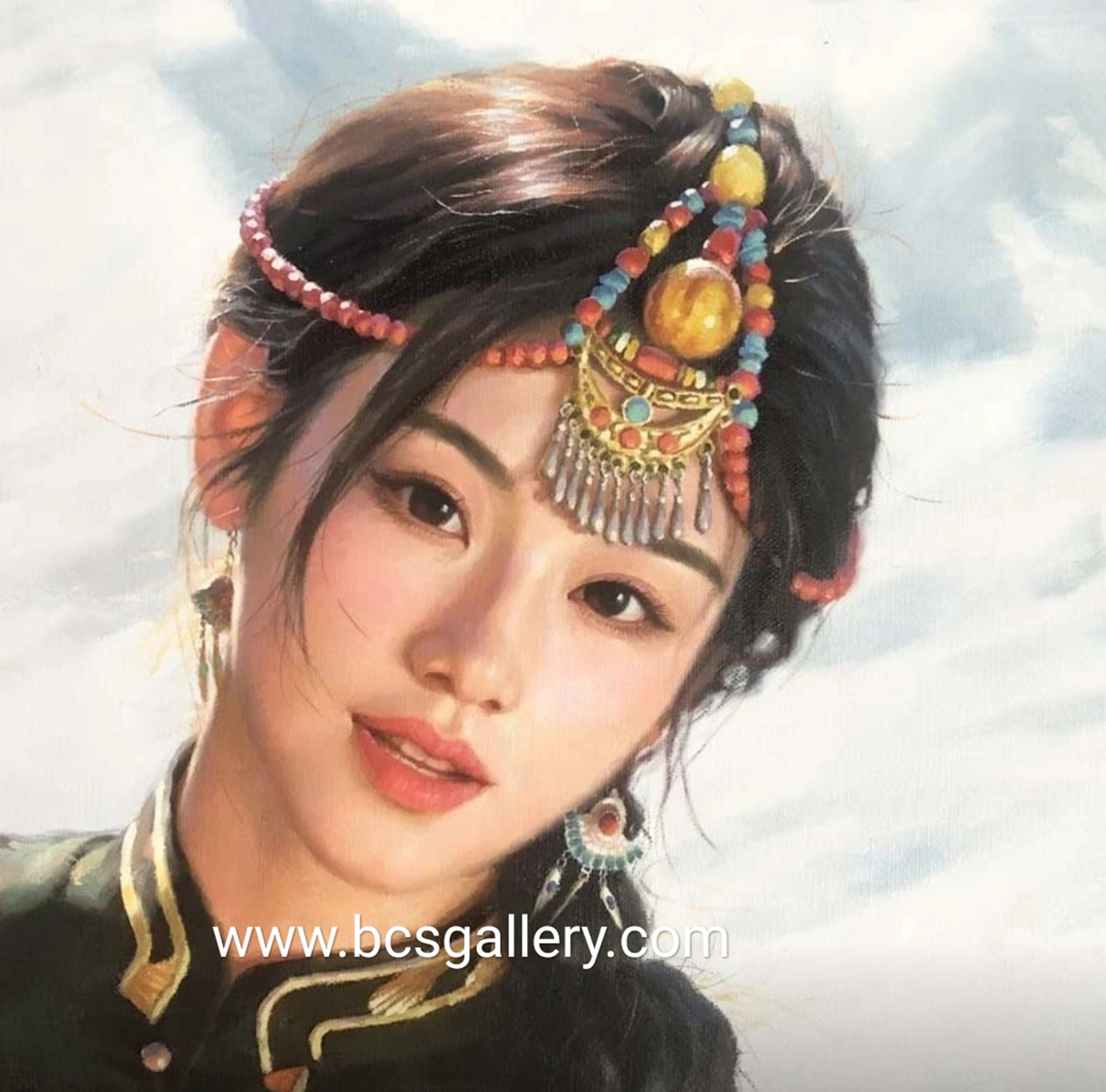 Original Oriental Beauty Painting Lady with a Dog Oil Painting on canvas 100% Hand Painted by Edward Zhang