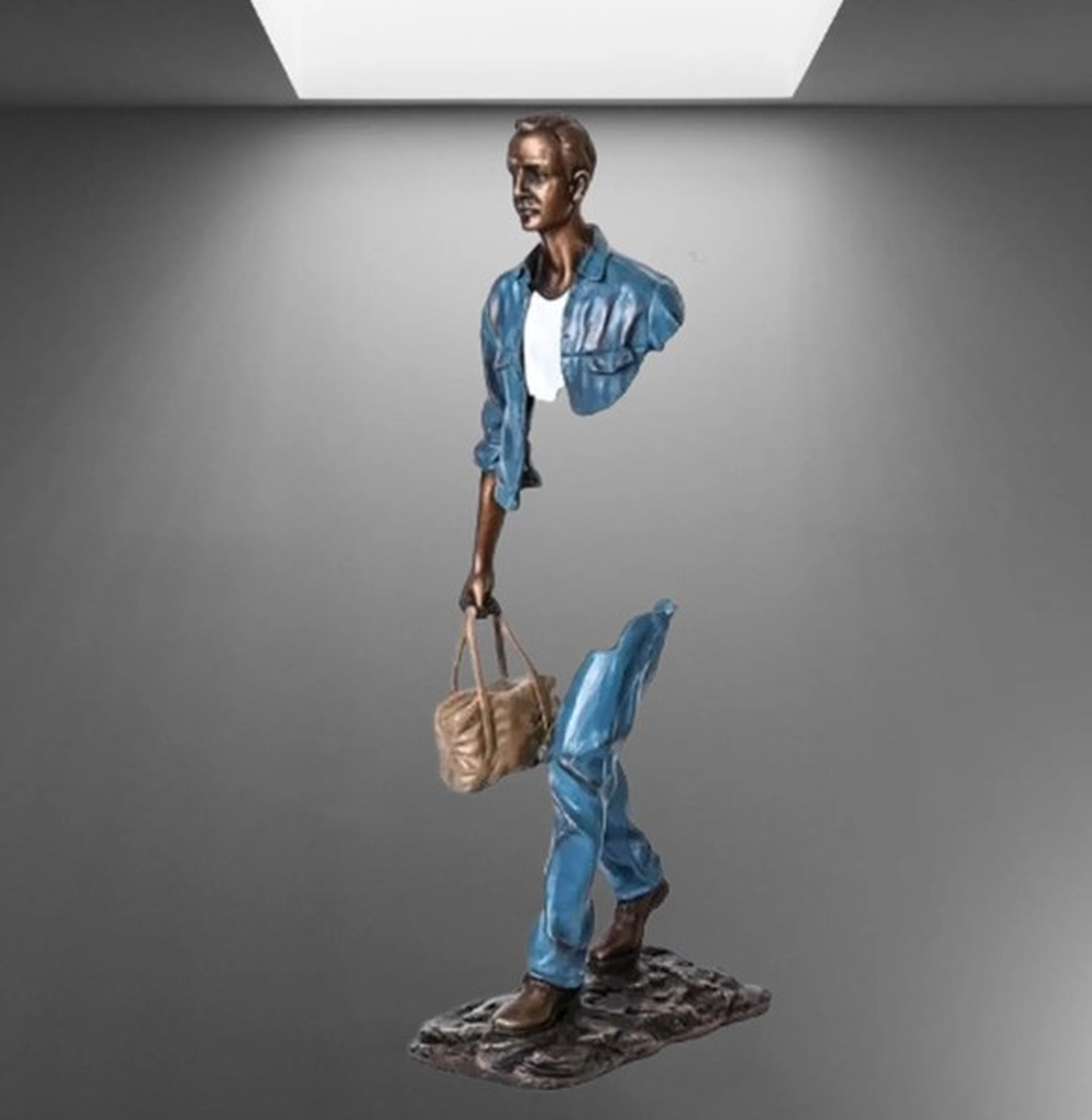 Invisible Travel Man Bronze Sculpture Famous Surreal Traveler Bronze Figurine Collectible Art Catalano large all bronze statue 