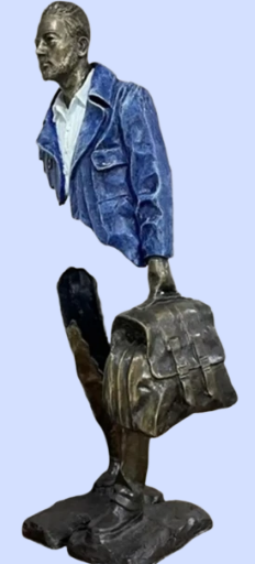 Modern Traveler Bronze Sculpture | Custom Life-Size Bronze Statue (6–8 Ft) | Made-to-Order Monumental Bronze Art | Catalano Inspired