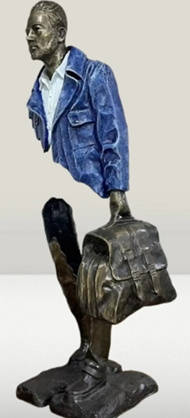 Modern Traveler Bronze Sculpture | Custom Life-Size Bronze Statue (6–8 Ft) | Made-to-Order Monumental Bronze Art | Catalano Inspired