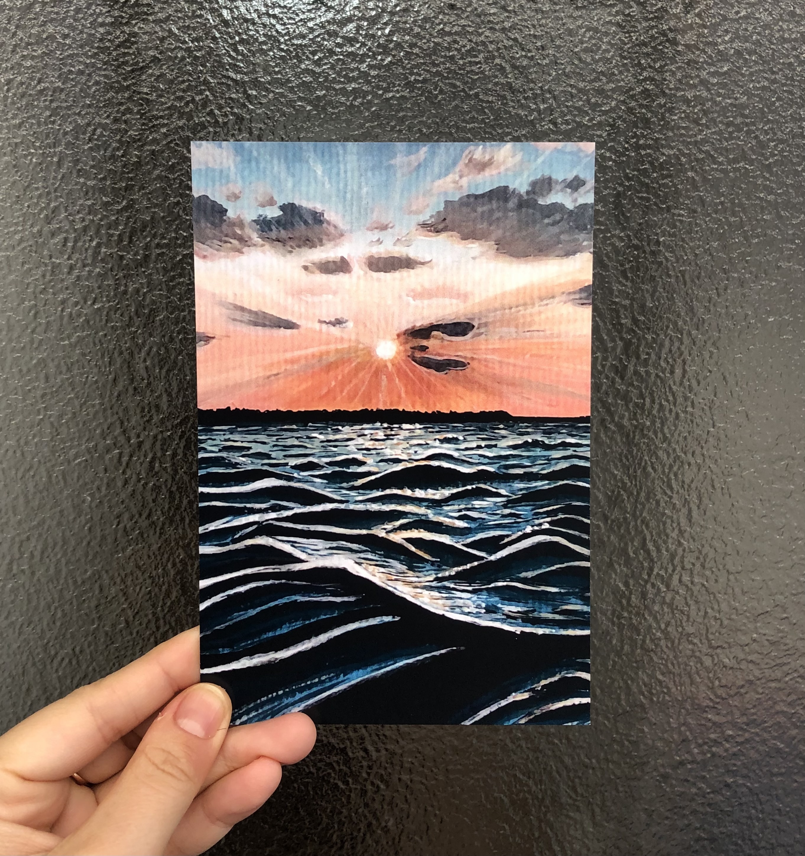 "Peachy Seascape "-  Postcard