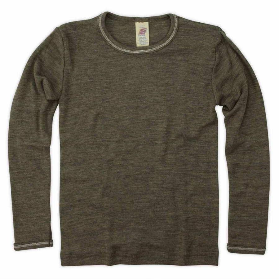 Vilnoniai marškinėliai su šilku riešutmedžio spalvos