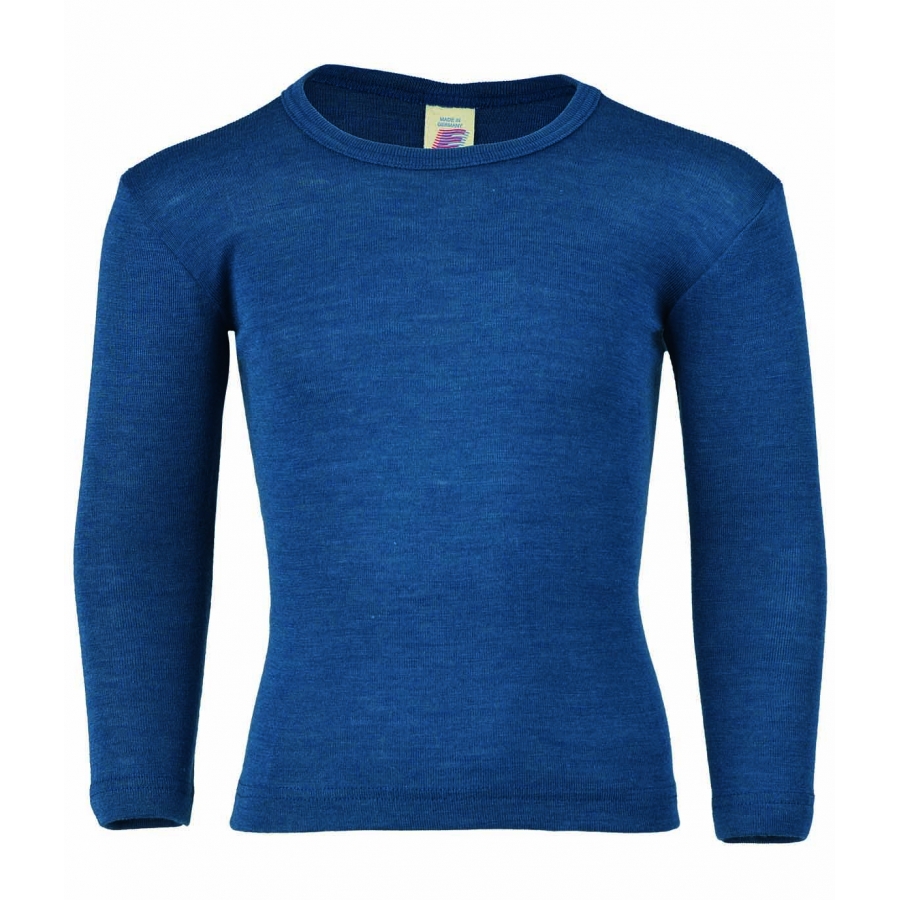 Vilnoniai marškinėliai su šilku mėlyni