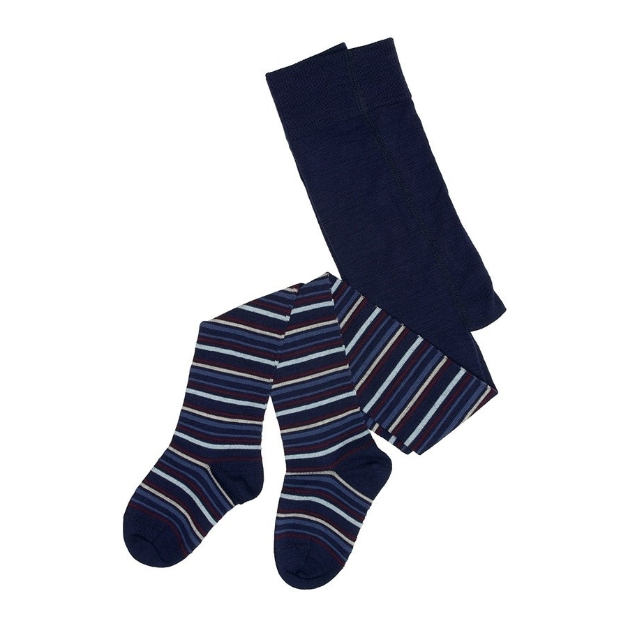 Vilnonės pėdkelnės mėlynos, mėlyni-balti-pilki-dryžiai 