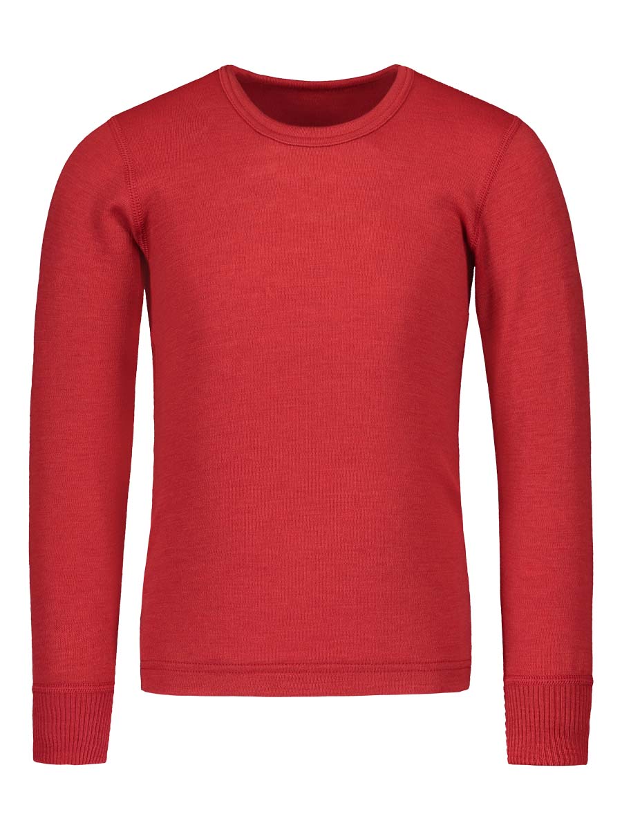 Merino vilnos marškinėliai ilgomis rankovėmis raudoni