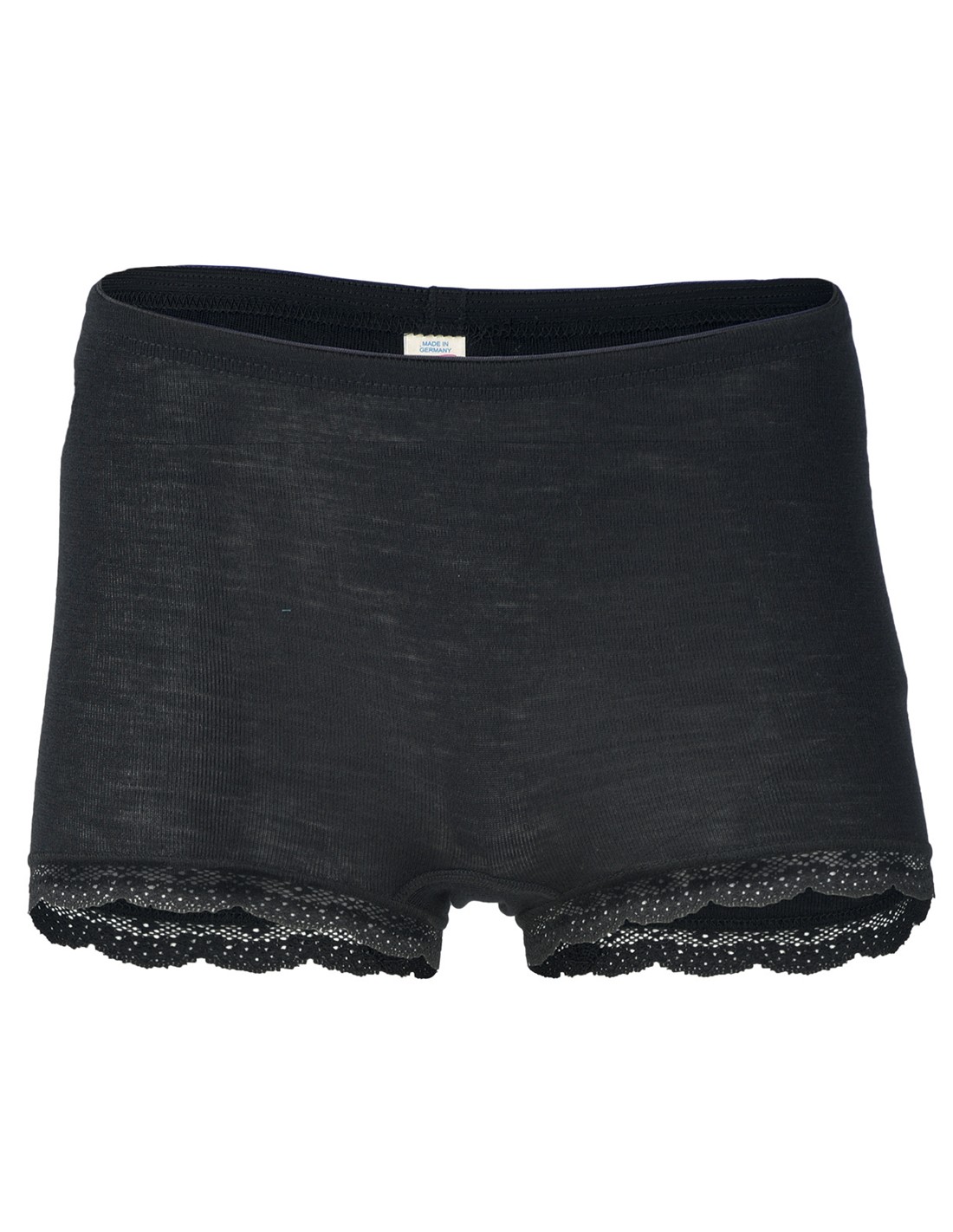 Šilko vilnos trumpikės su nėrinukais juodos