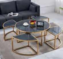 TABLE BASSE ELVE GOLD FUME 90x45