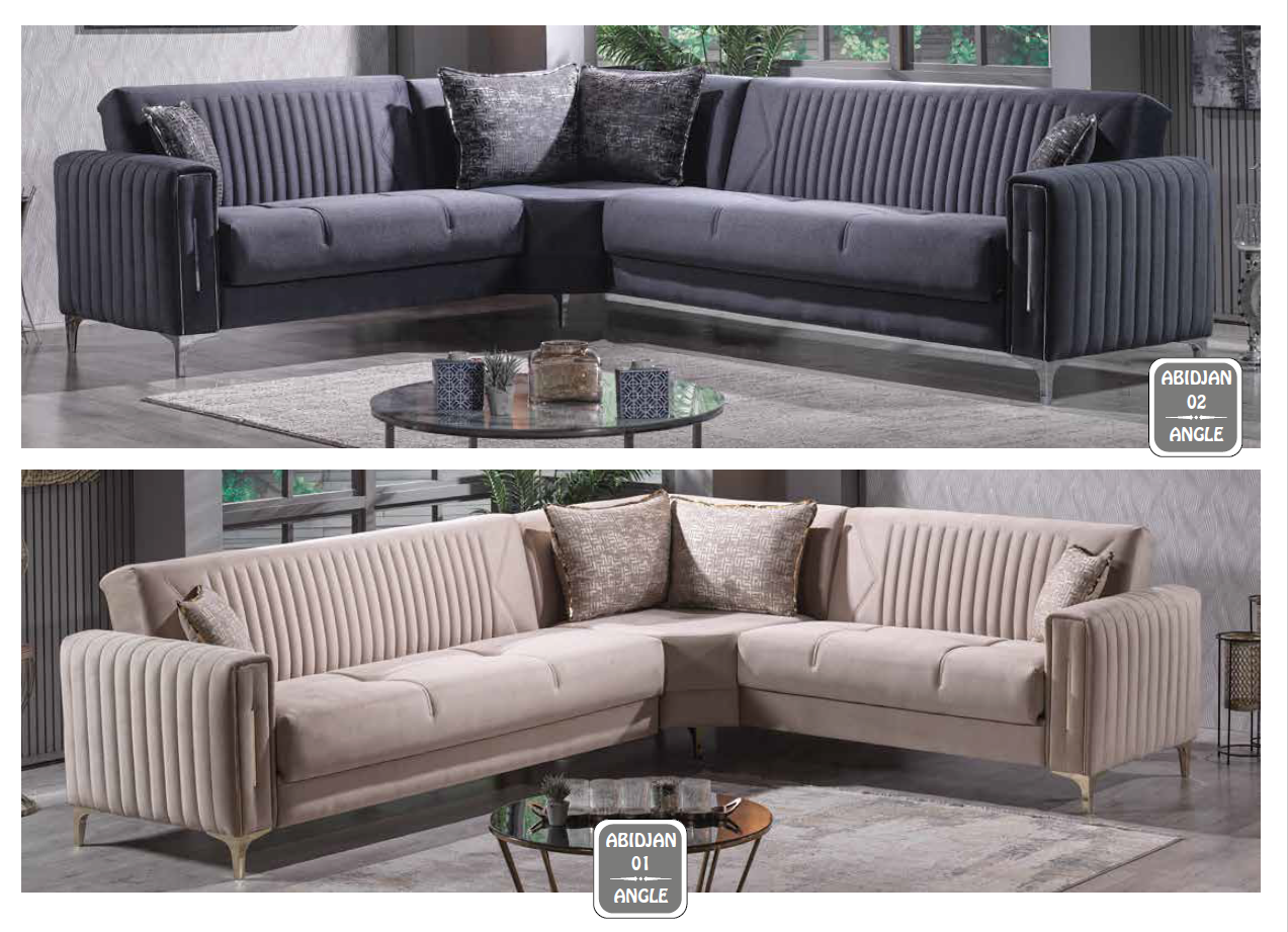 ABIDJAN Canapé d'angle en velours
