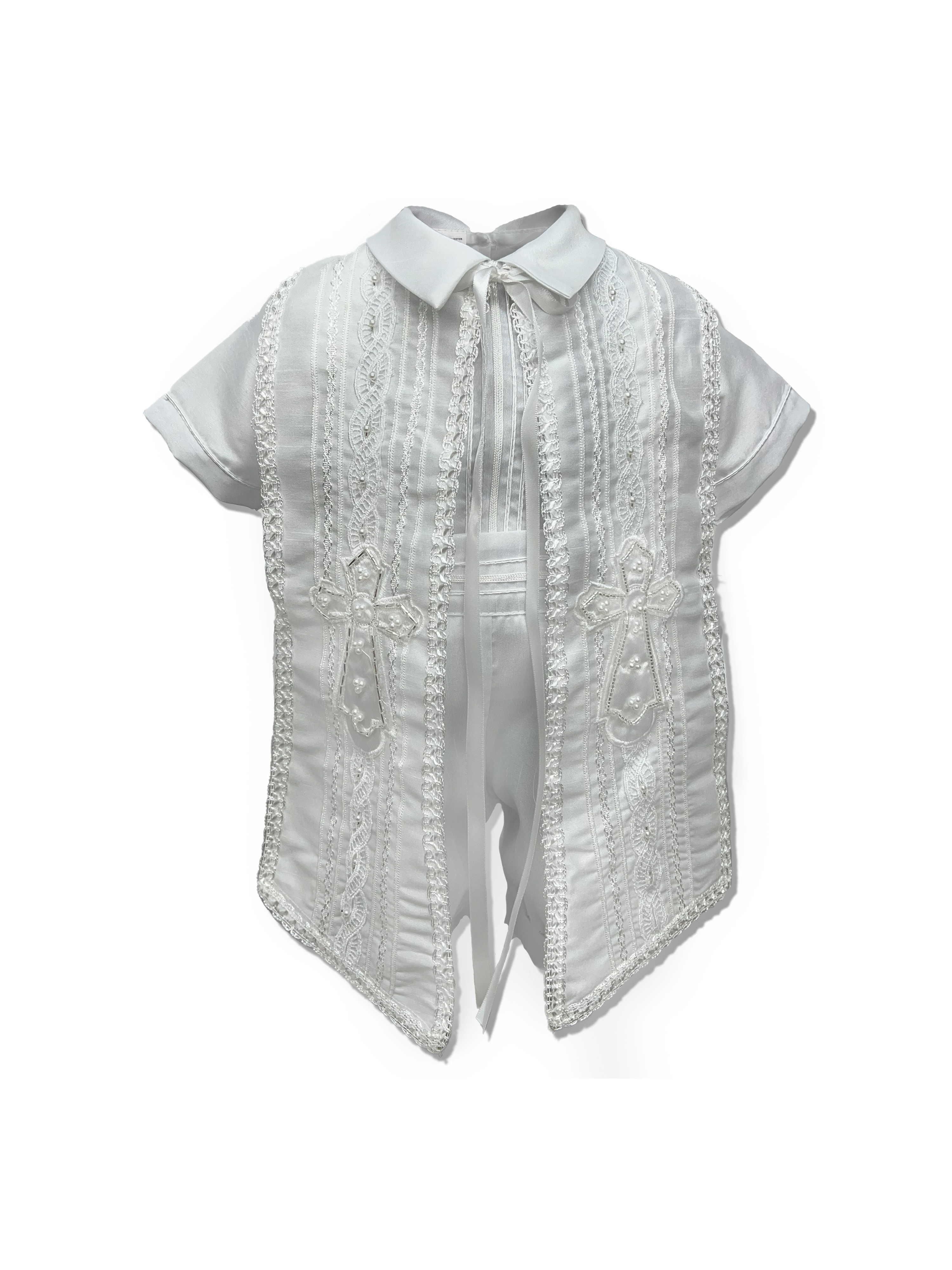 Kit de bautizo completo, vela, concha, ropón, pañuelo y más: Modelo Manolo