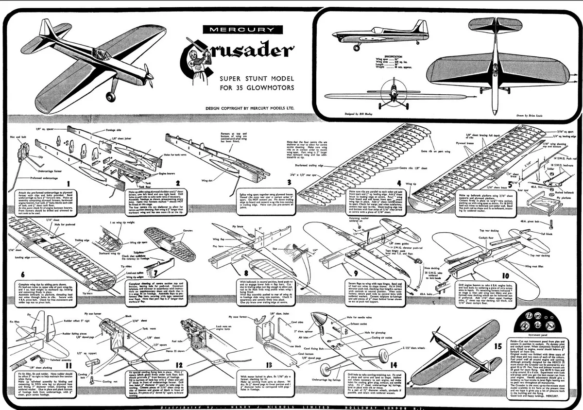 Mercury Crusader - Control Line Model ~ Laser-cut Balsa Wing RIB & Former SET