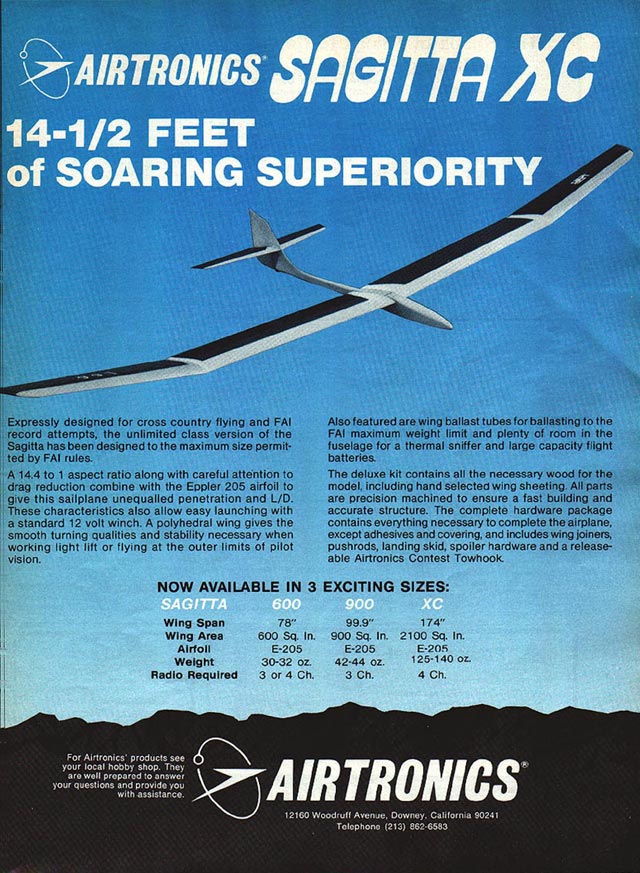 Sagitta XC - 4M RC sailplane by Airtronics - Laser-cut Balsa/Ply Rib Set