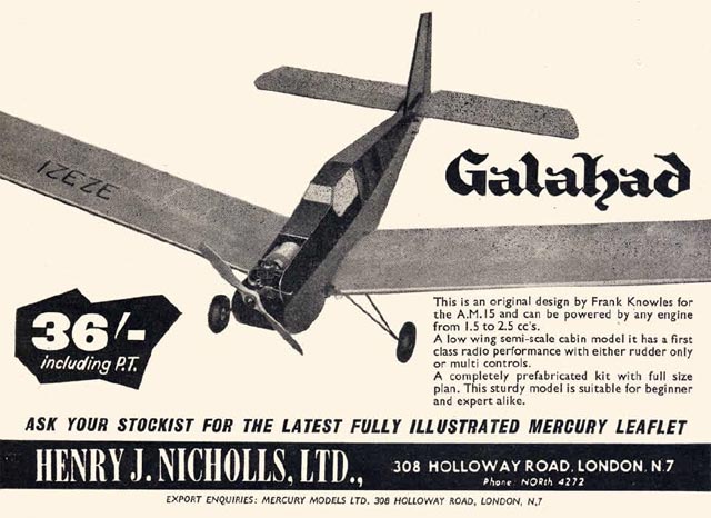 Mercury 'Galahad'  - Vintage Model aeroplane - Laser-cut Balsa/ply Rib Set