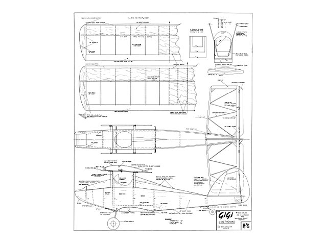 Gigi by Dave Thomas ~ RC 36" Biplane model ~ Laser-cut Balsa Ply Parts Set