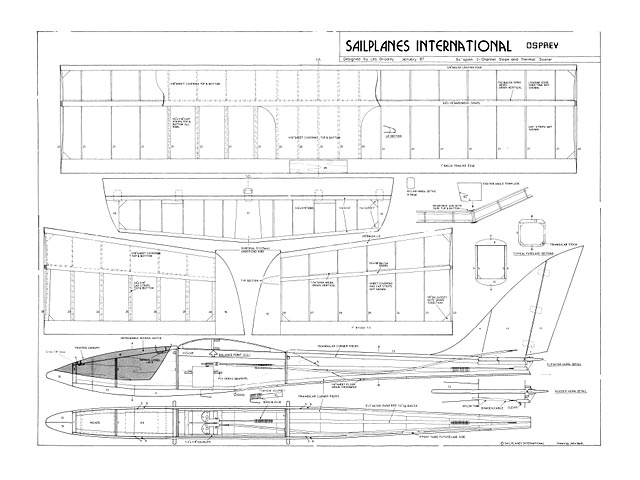 Sailplanes International 'Osprey 64" Model RC Glider - Laser-cut Balsa Rib Set