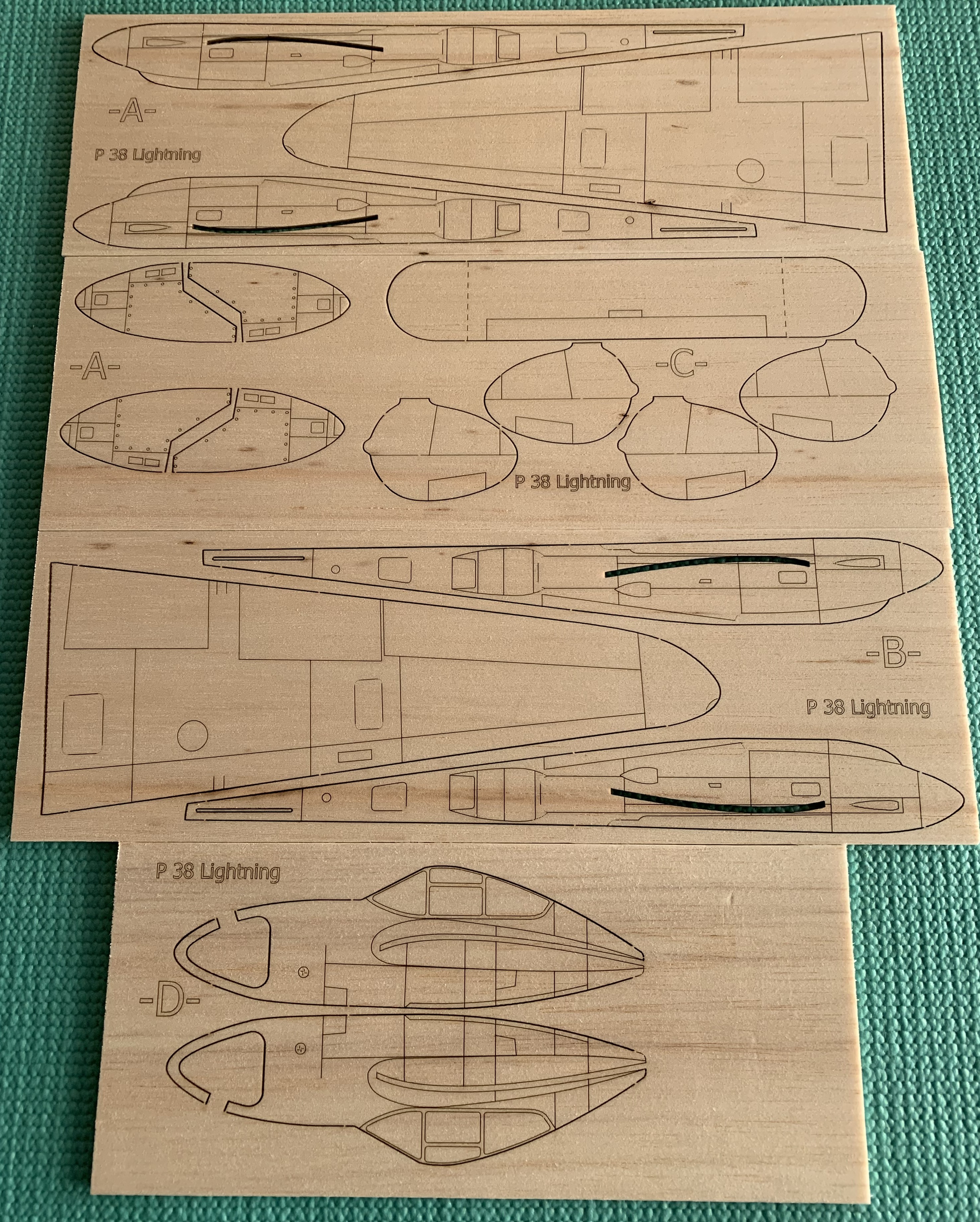 P38-Lightning - Scale free-flight model glider ~ Laser-cut balsa kit