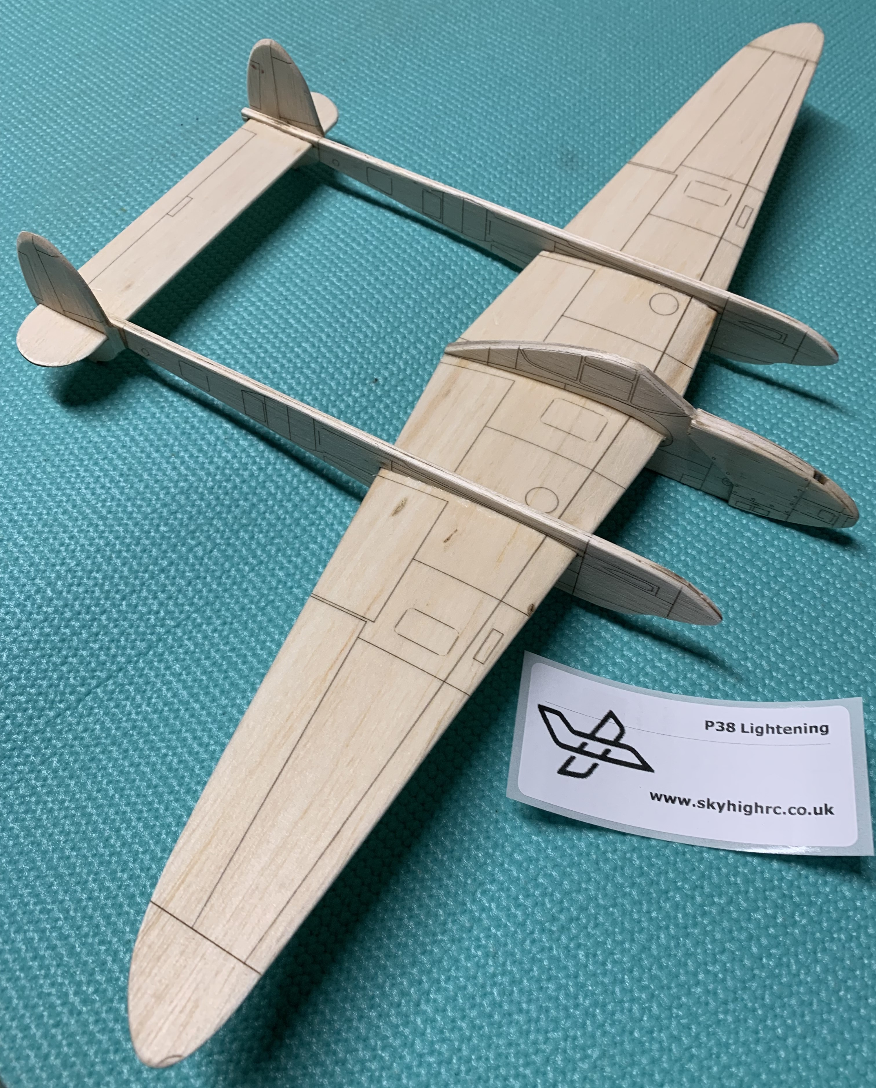 P38-Lightning - Scale free-flight model glider ~ Laser-cut balsa kit