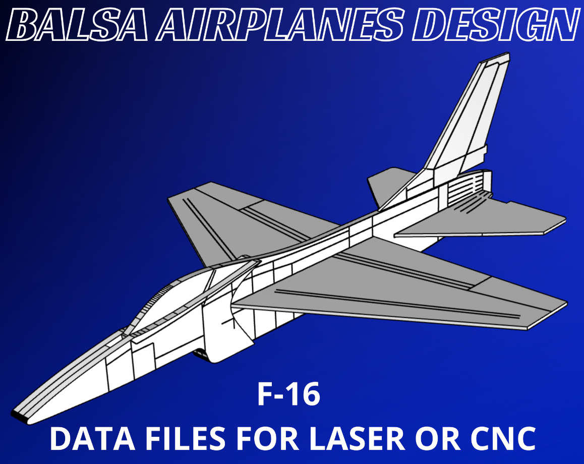 F-16 Fighting Falcon - Scale free-flight model glider ~ Laser-cut balsa kit