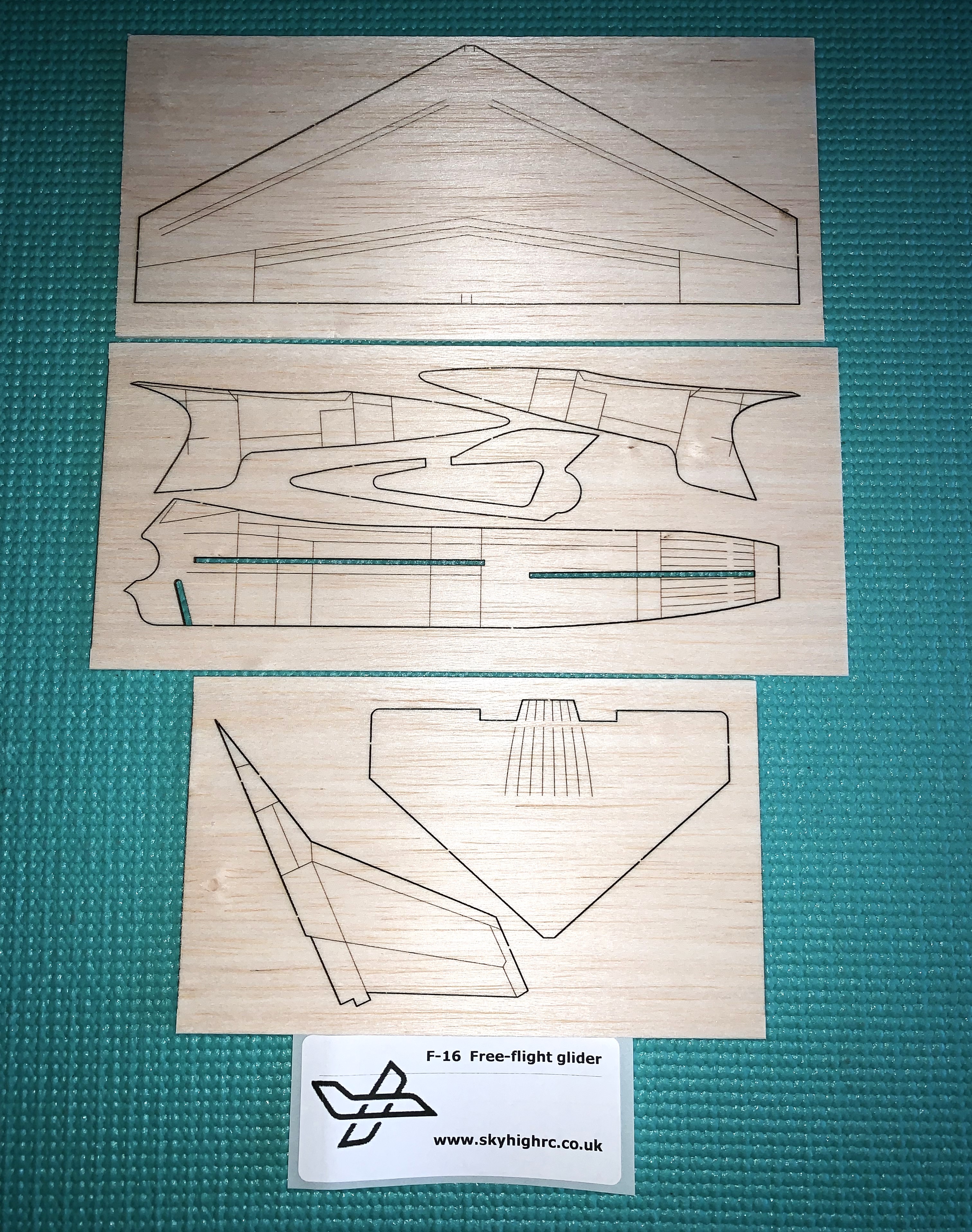 F-16 Fighting Falcon - Scale free-flight model glider ~ Laser-cut balsa kit