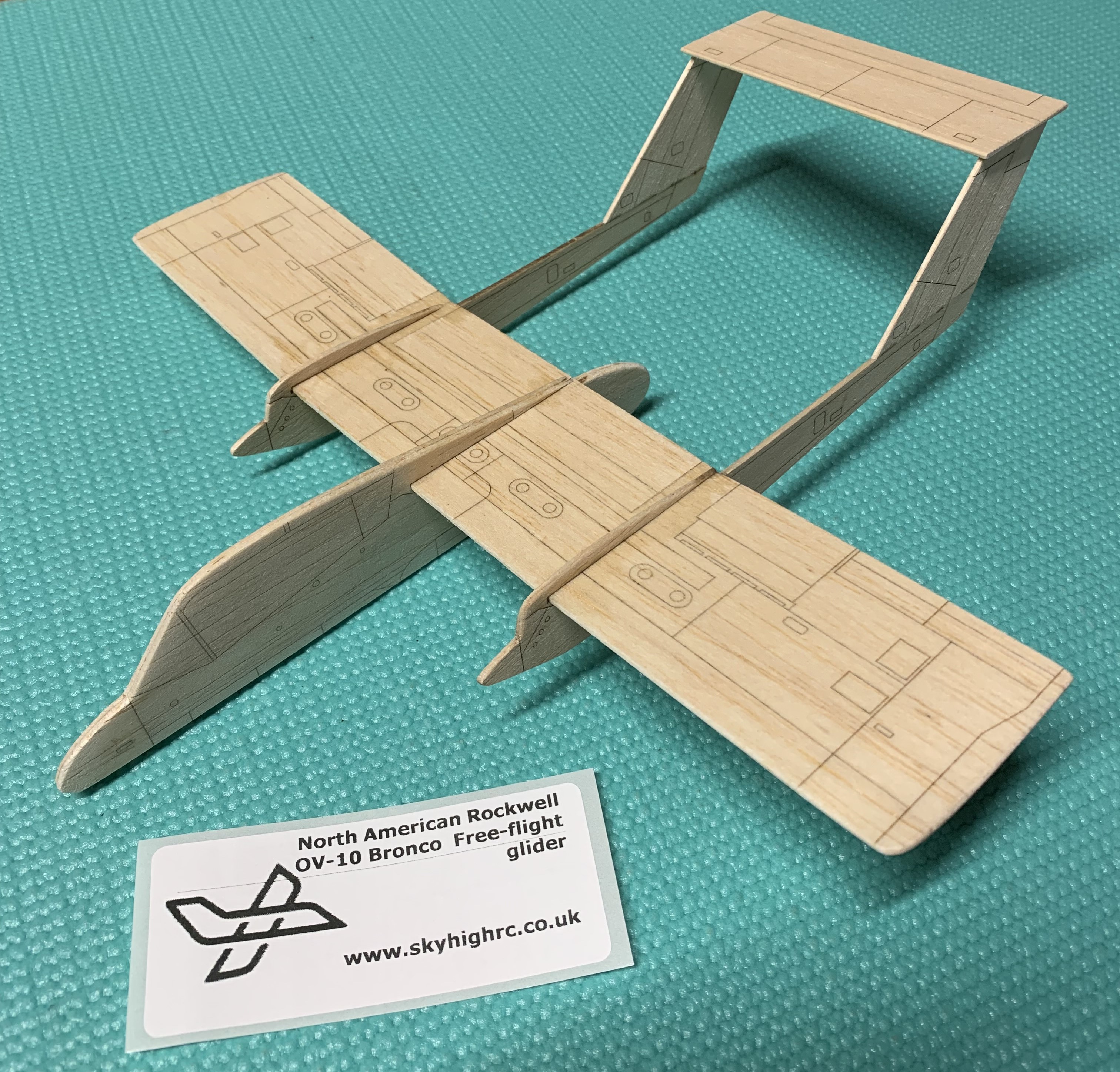 OV-10a Bronco  Scale free-flight model glider ~ Laser-cut balsa kit